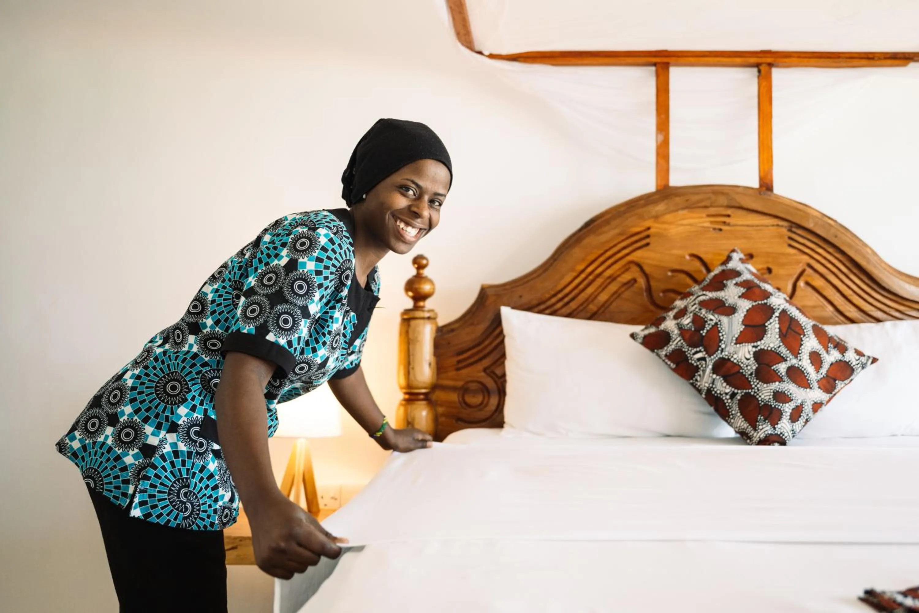 room service, Bed in Zenobia Beach Resort