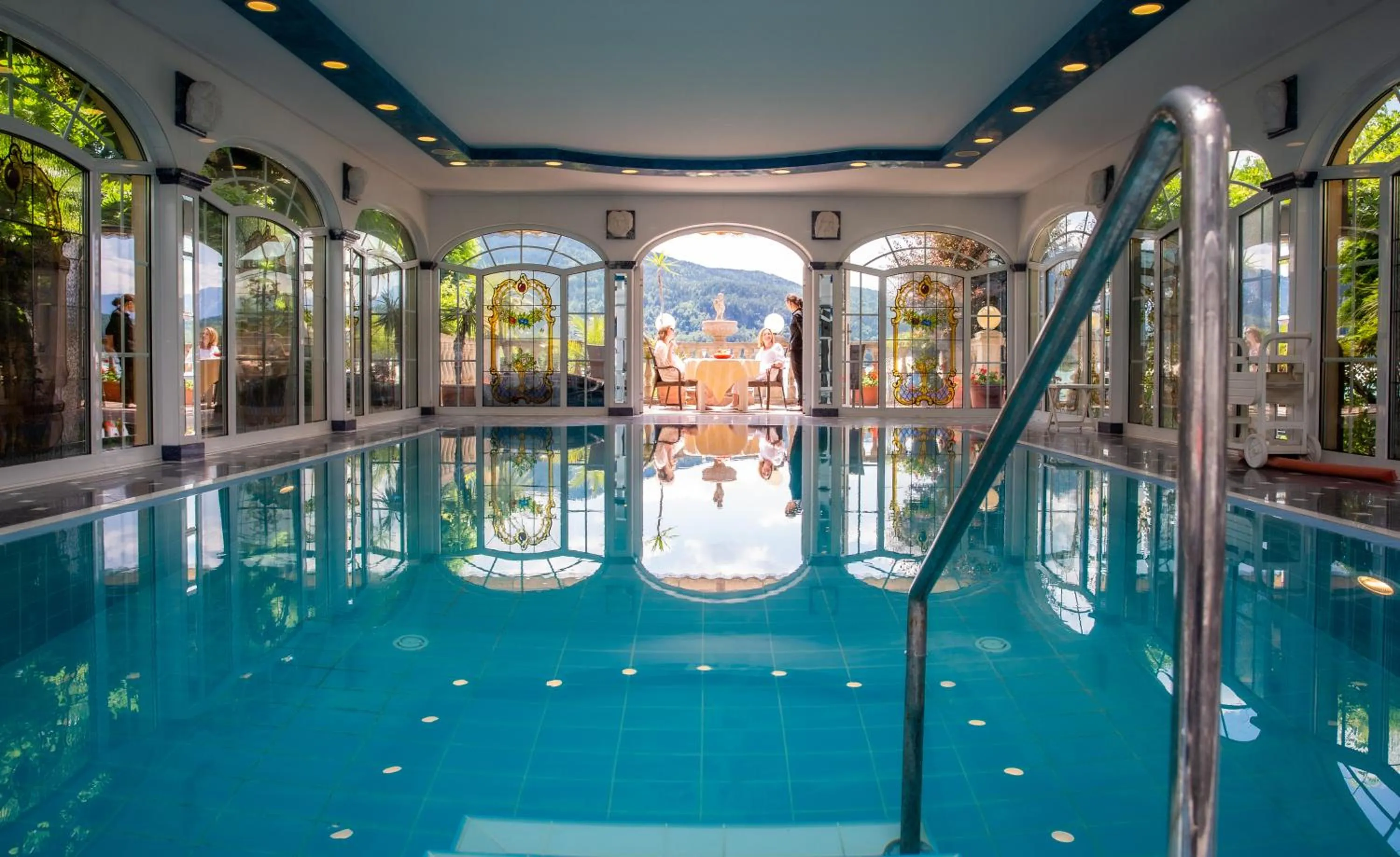 Pool view in Seehotel Porcia