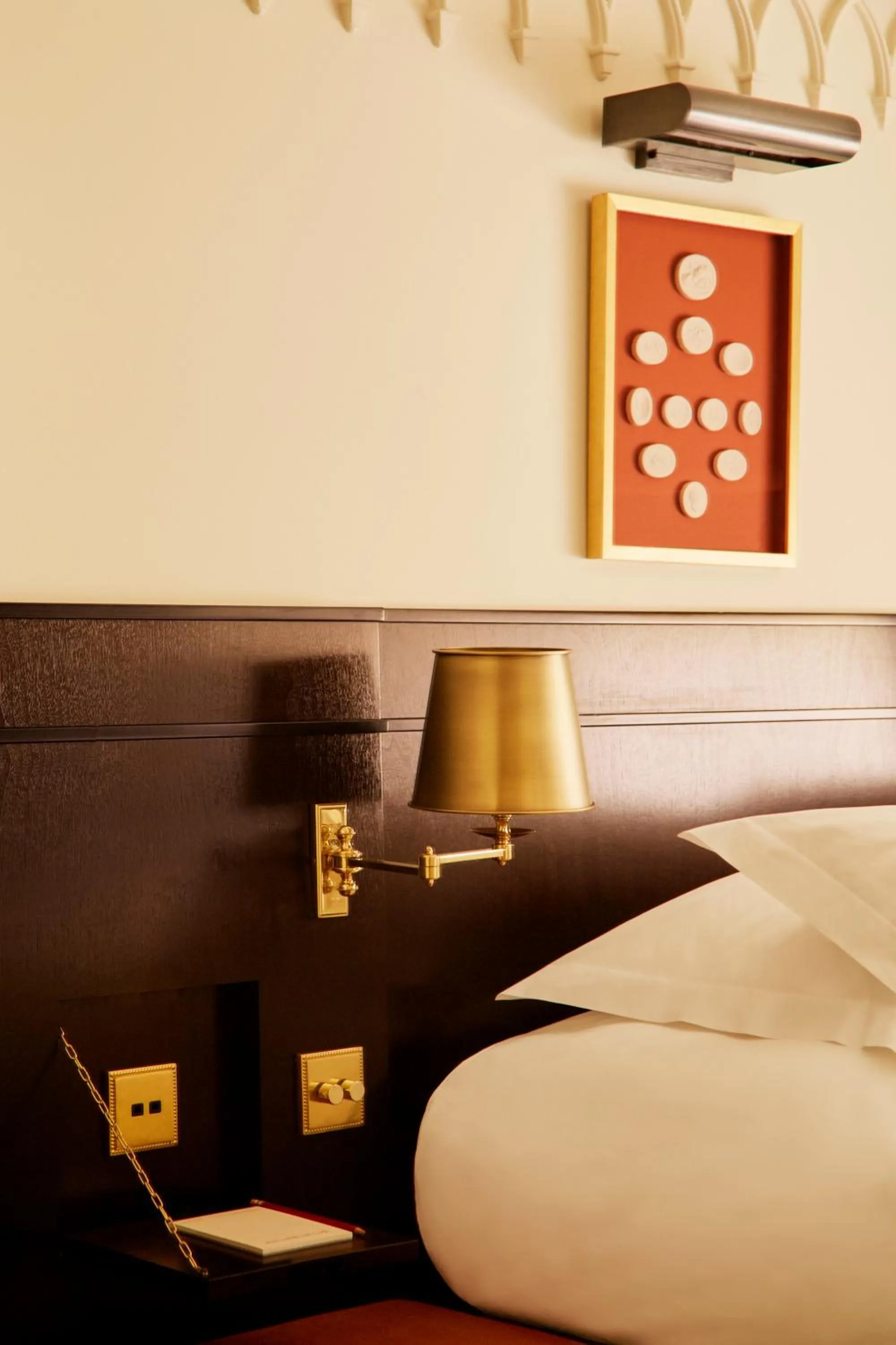 Decorative detail, Bed in Grand Hotel Bellevue London