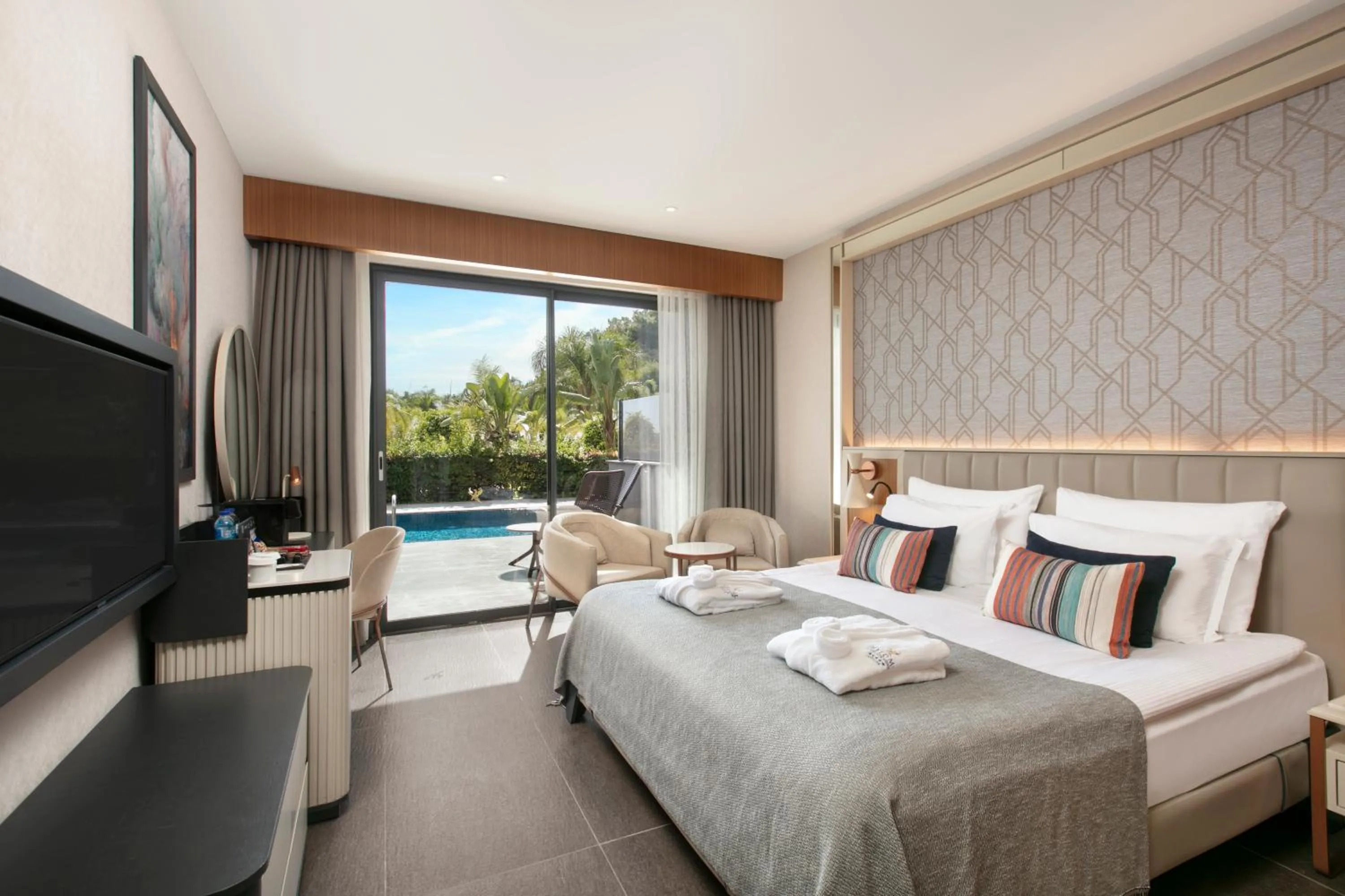 View (from property/room), Bed in Mylome Luxury Hotel & Resort - Ultra All Inclusive