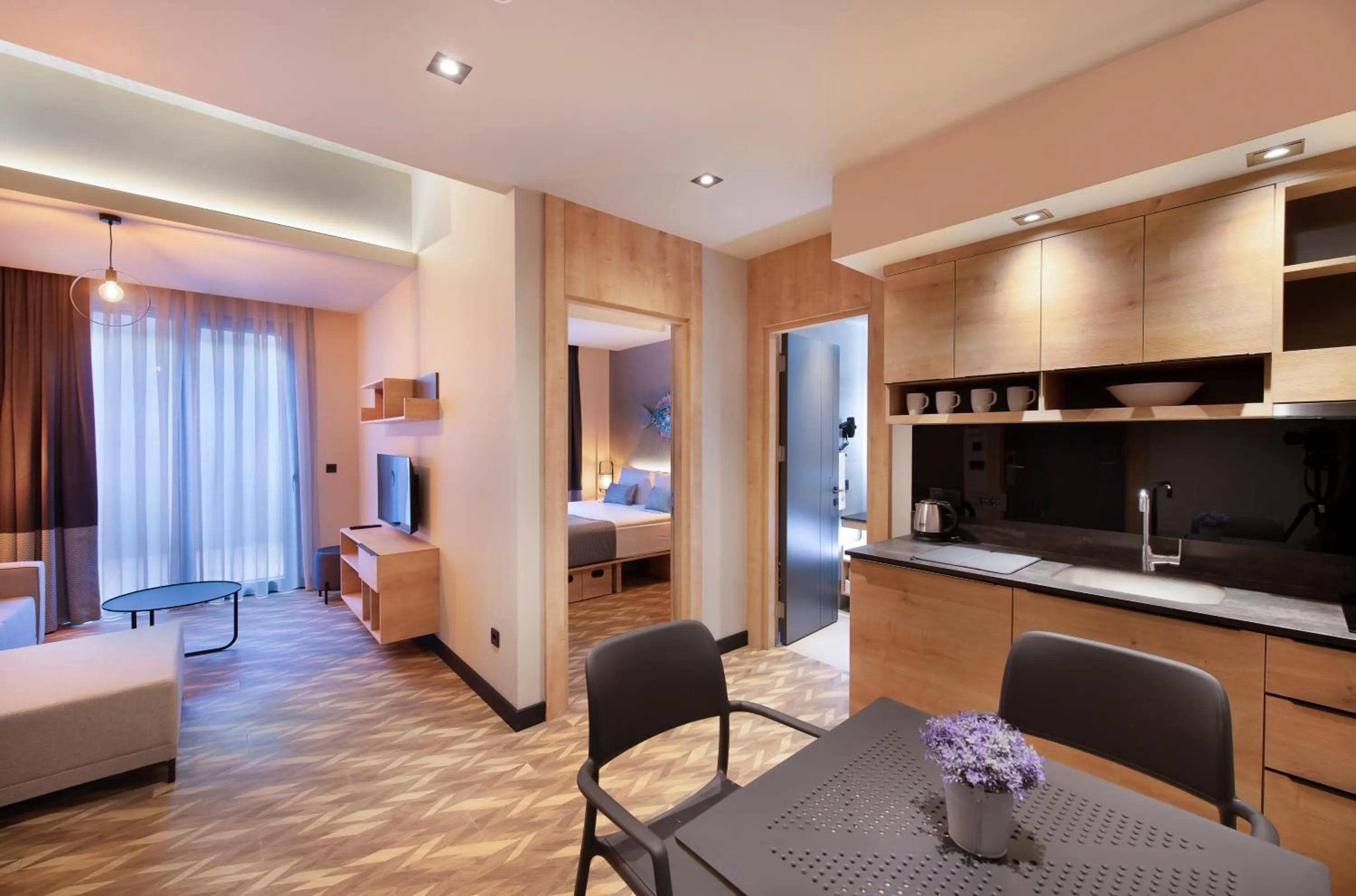 Kitchen or kitchenette, Bed in Trend Suites CYCLE