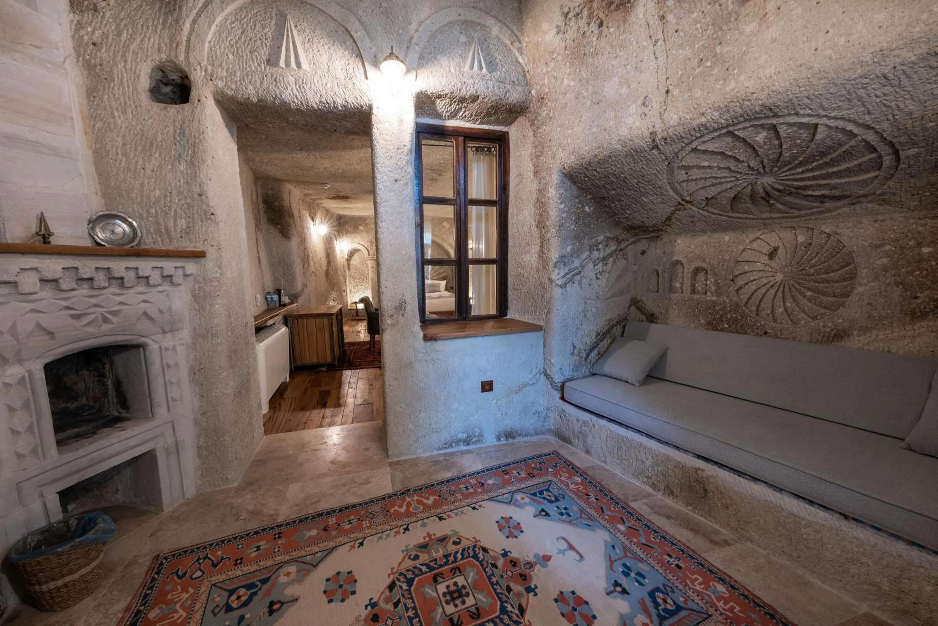 Living room in Sarnich Cave Suites