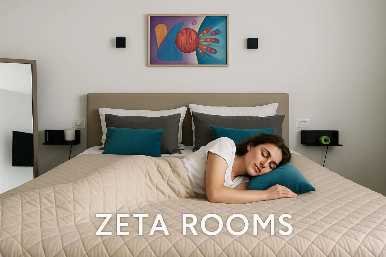 People, Bed in Zeta Rooms