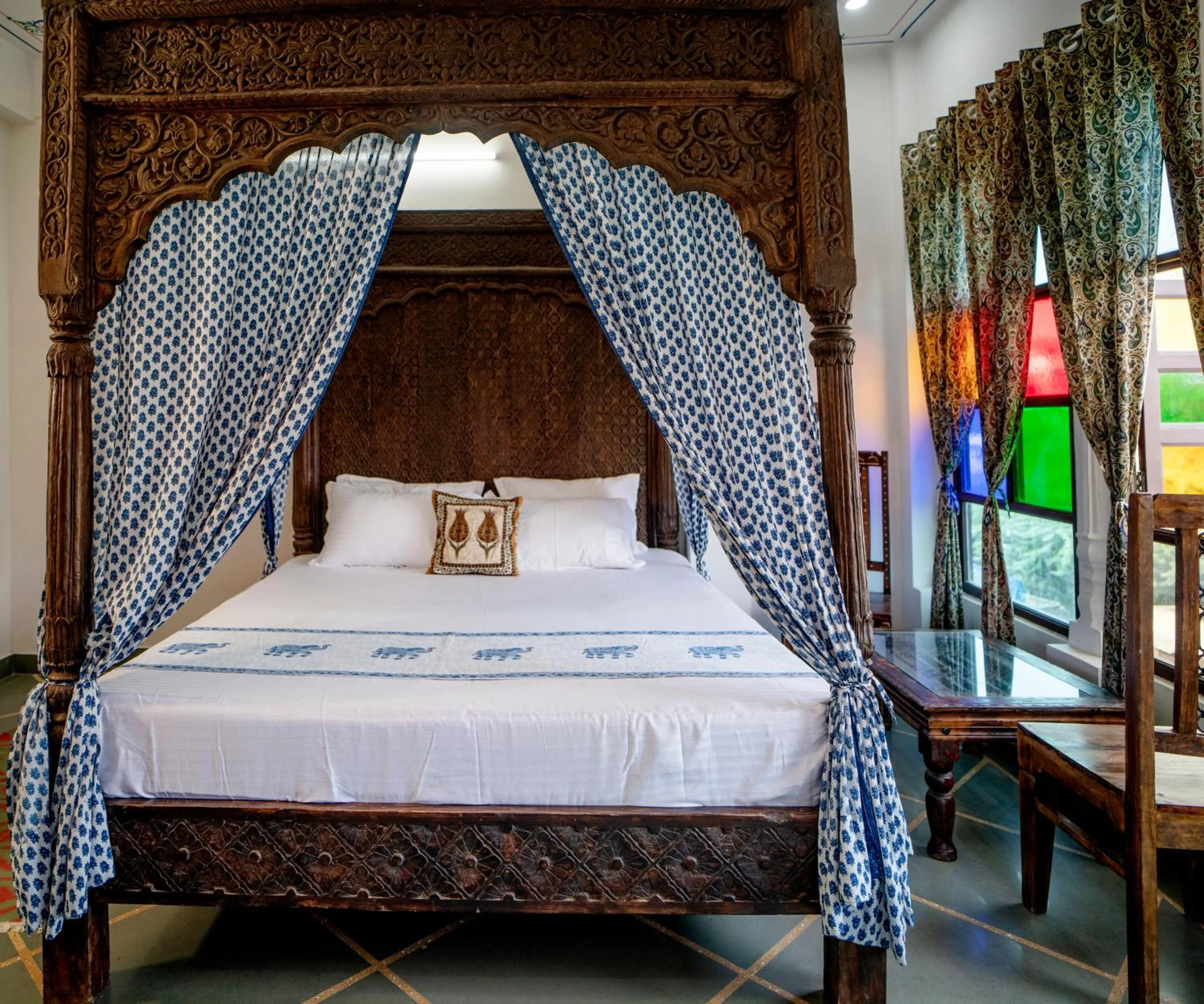 Bed in Soham Haveli Udaipur