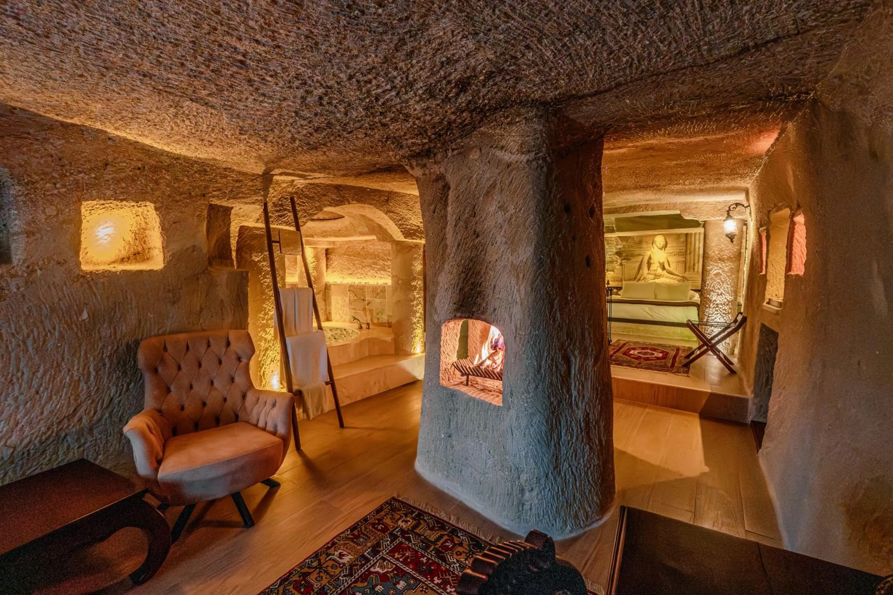 Living room, Bed in Utopia Cave Cappadocia