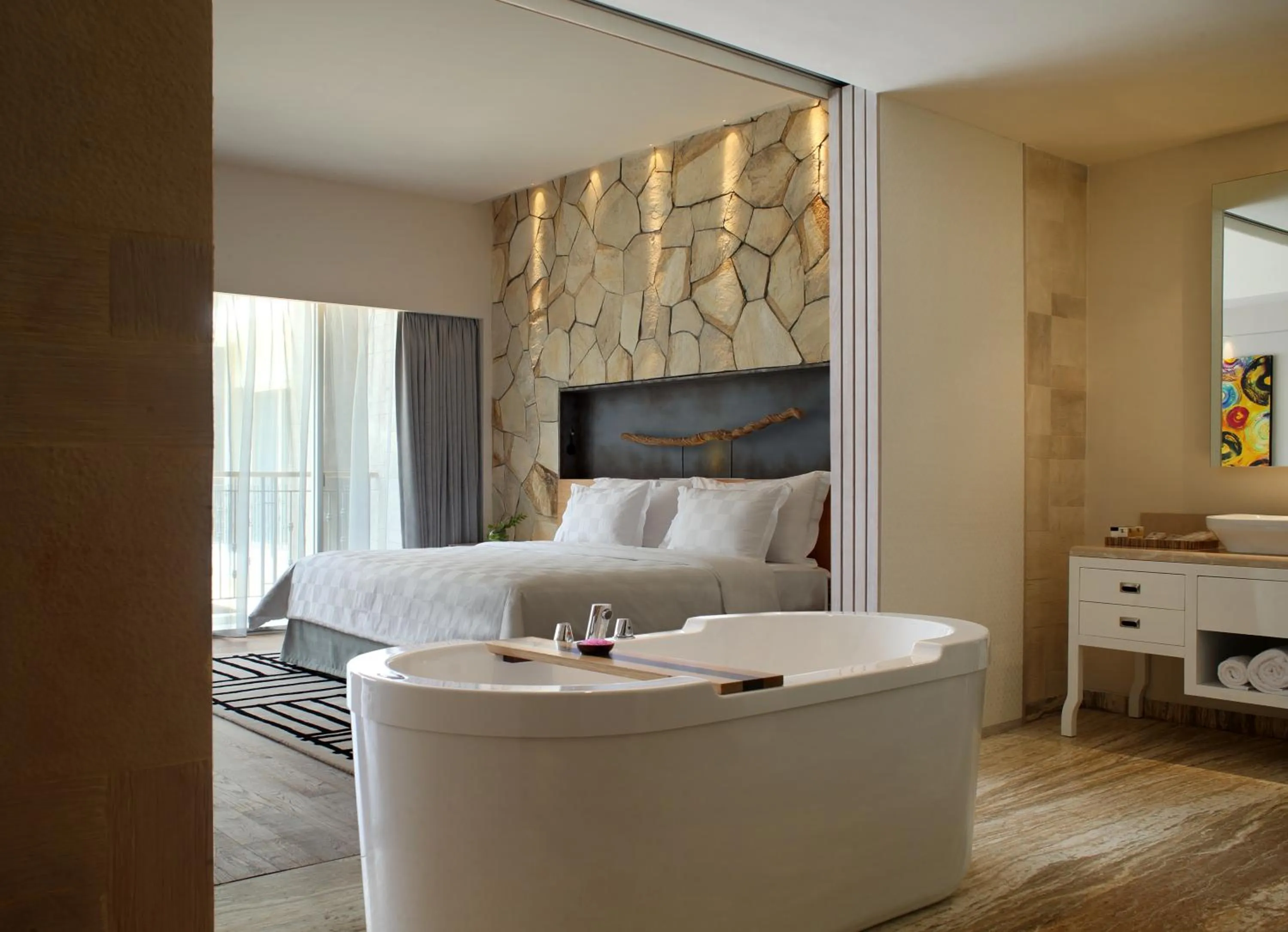 Bathroom, Bed in TS SUITES Seminyak Bali