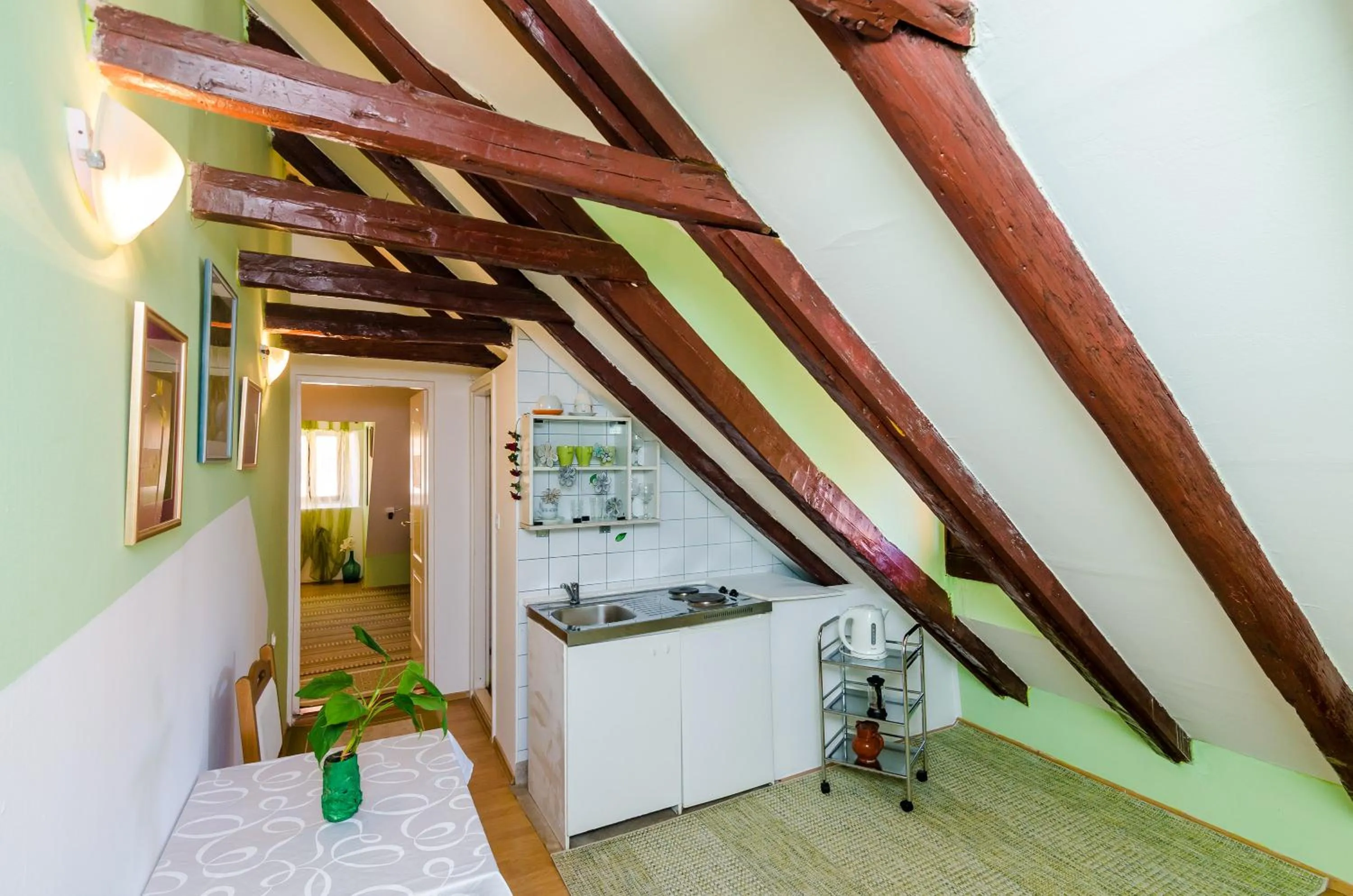 Kitchen or kitchenette in Old Town Baroque Palace Accommodation
