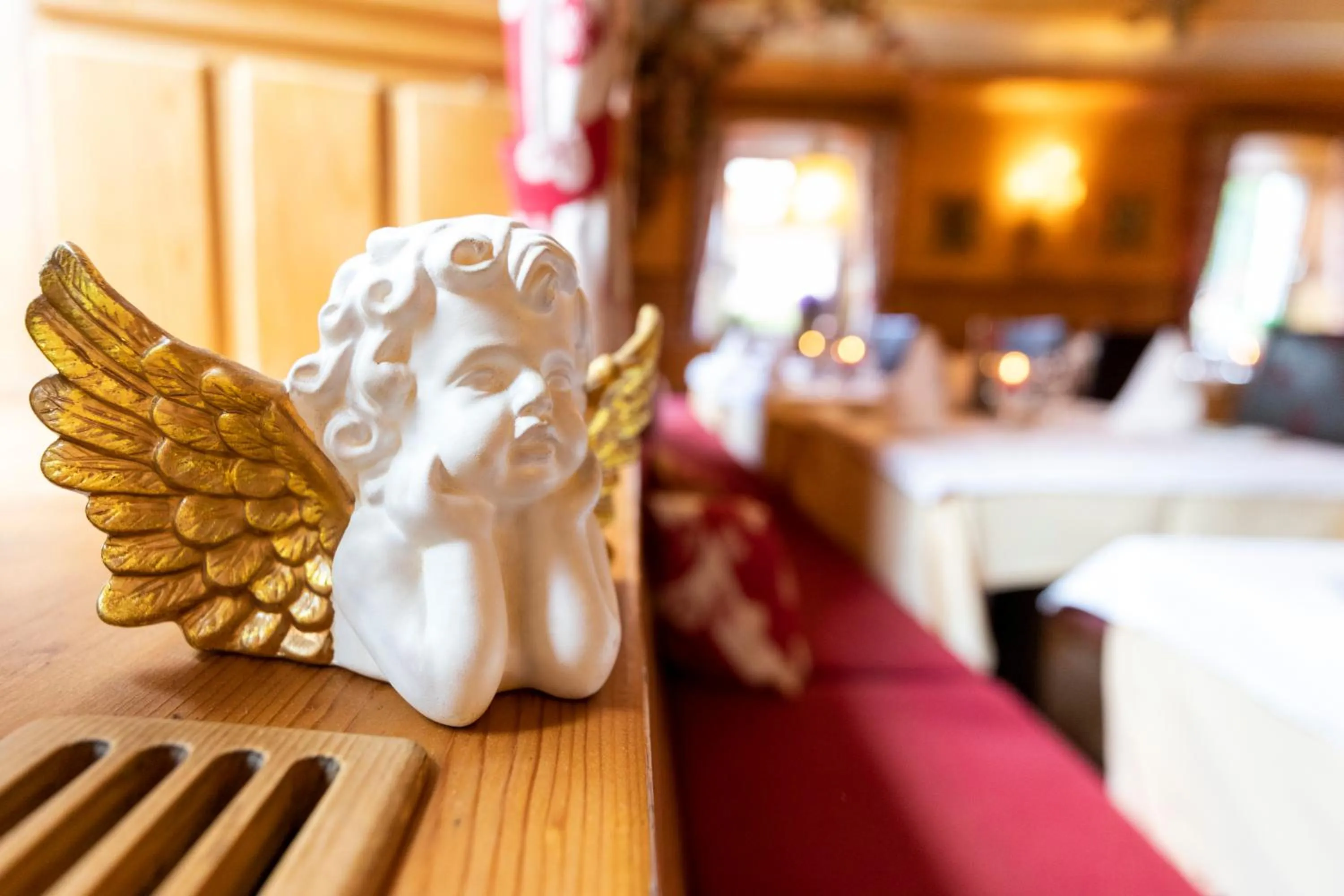 Decorative detail, Bed in Hotel & Restaurant Wastlwirt