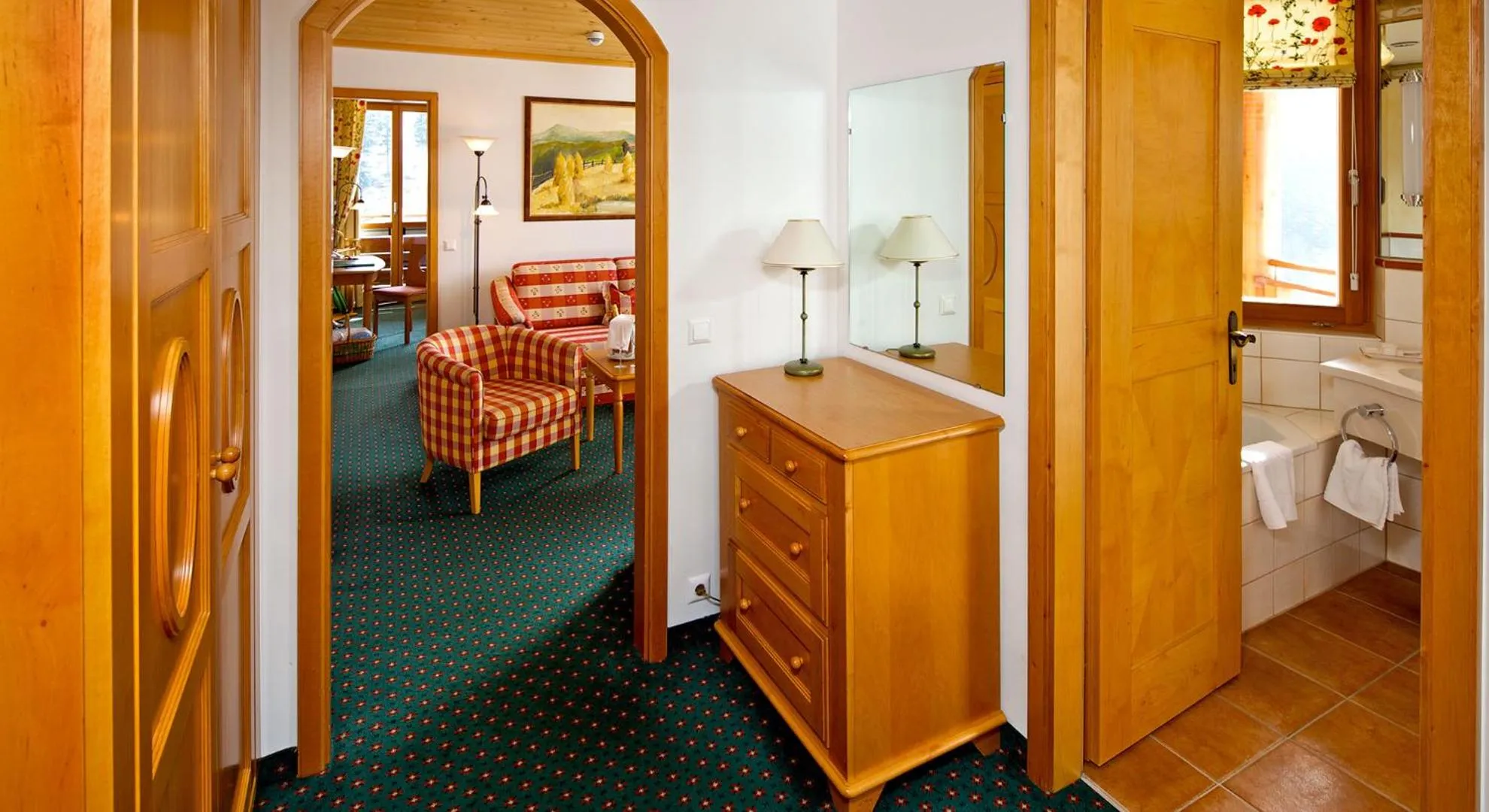 Bathroom, Bed in Hotel Die Post