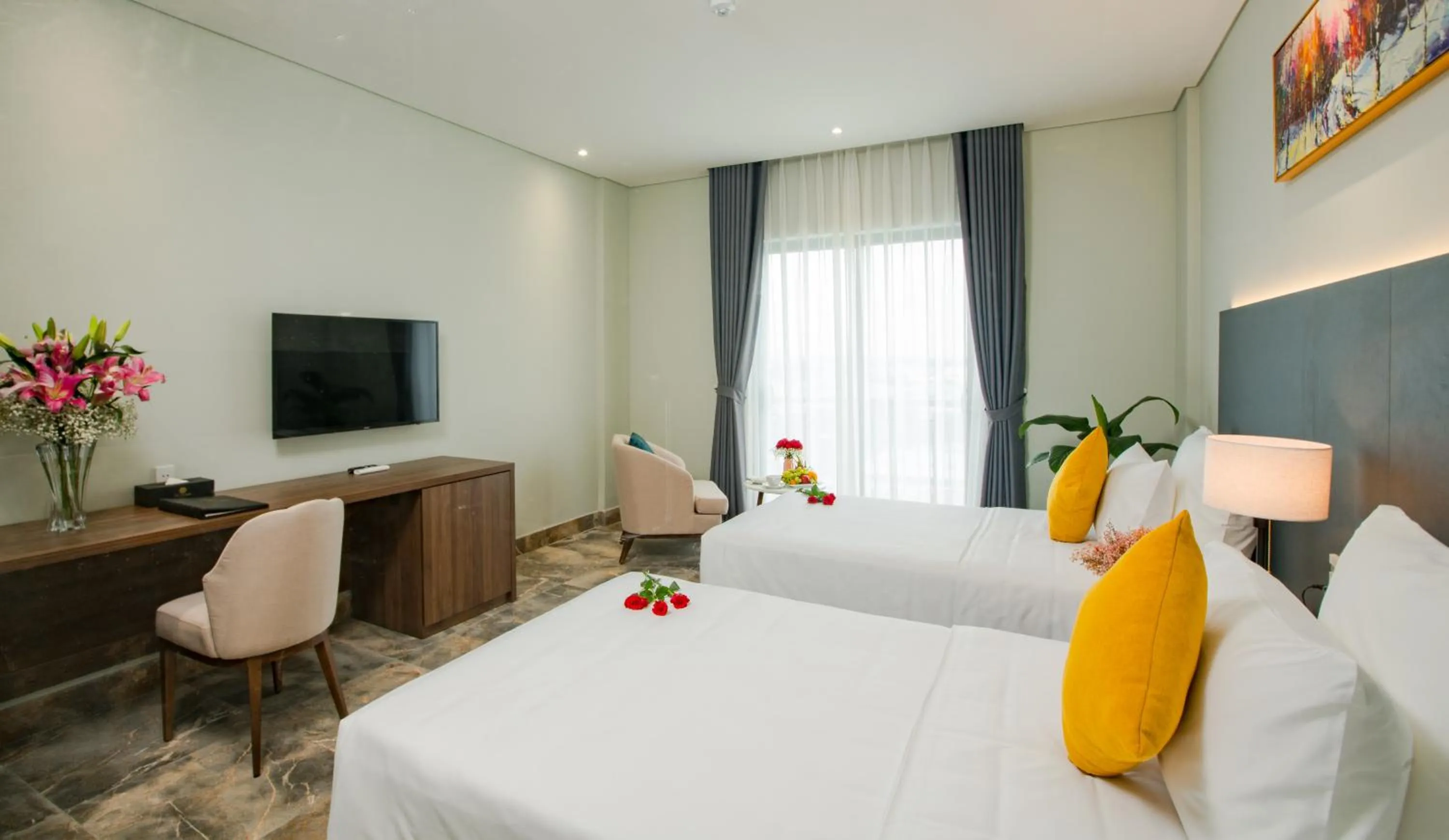 Photo of the whole room, Bed in PHU THANG GRAND HOTEL