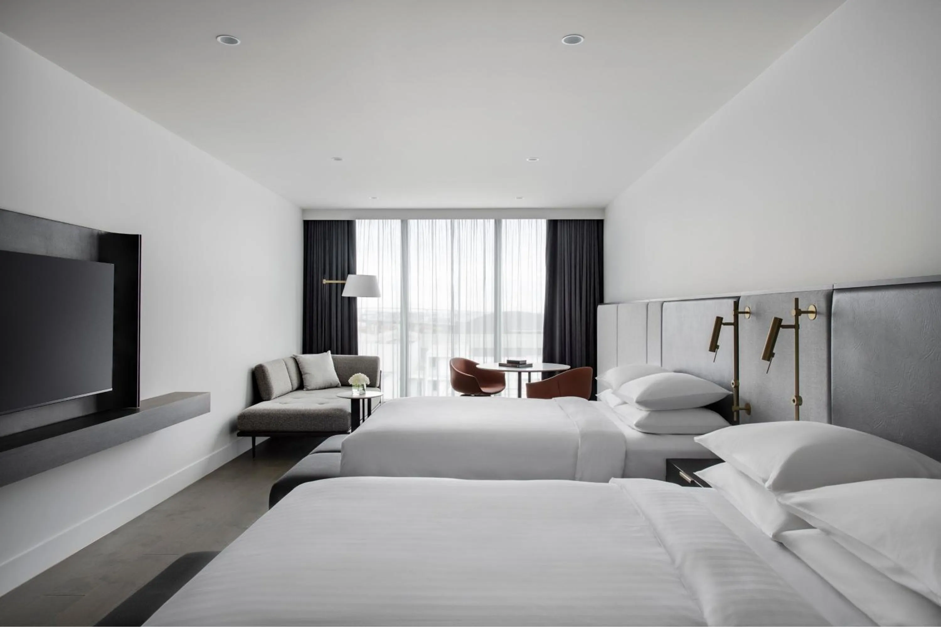 Lounge or bar, Bed in Melbourne Marriott Hotel Docklands