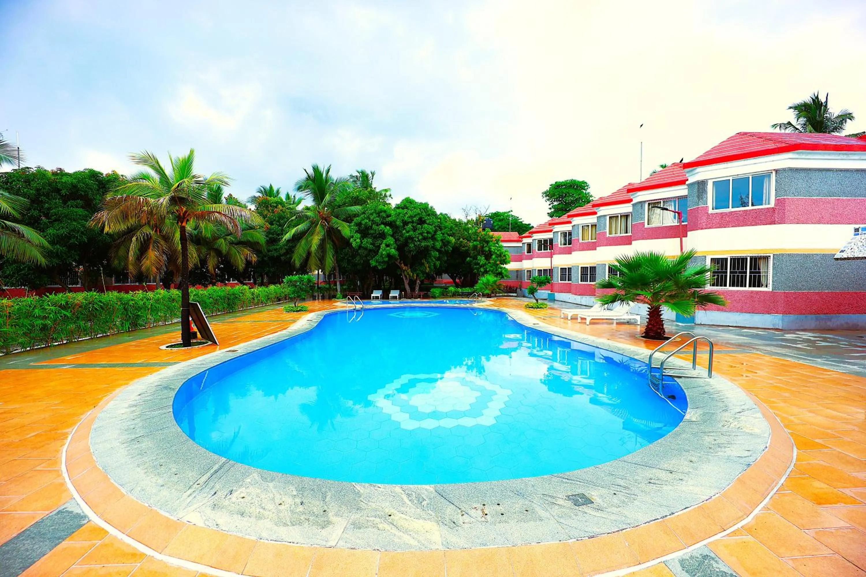 Swimming pool in coral beach resort