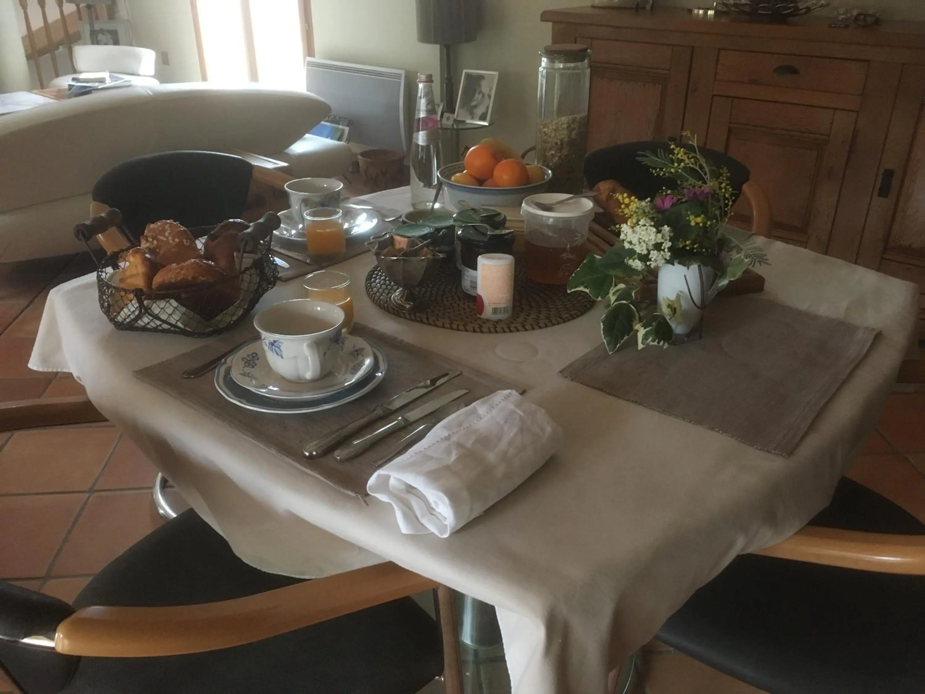 Continental breakfast in La Petite Bergerie, Les Hautes Roches