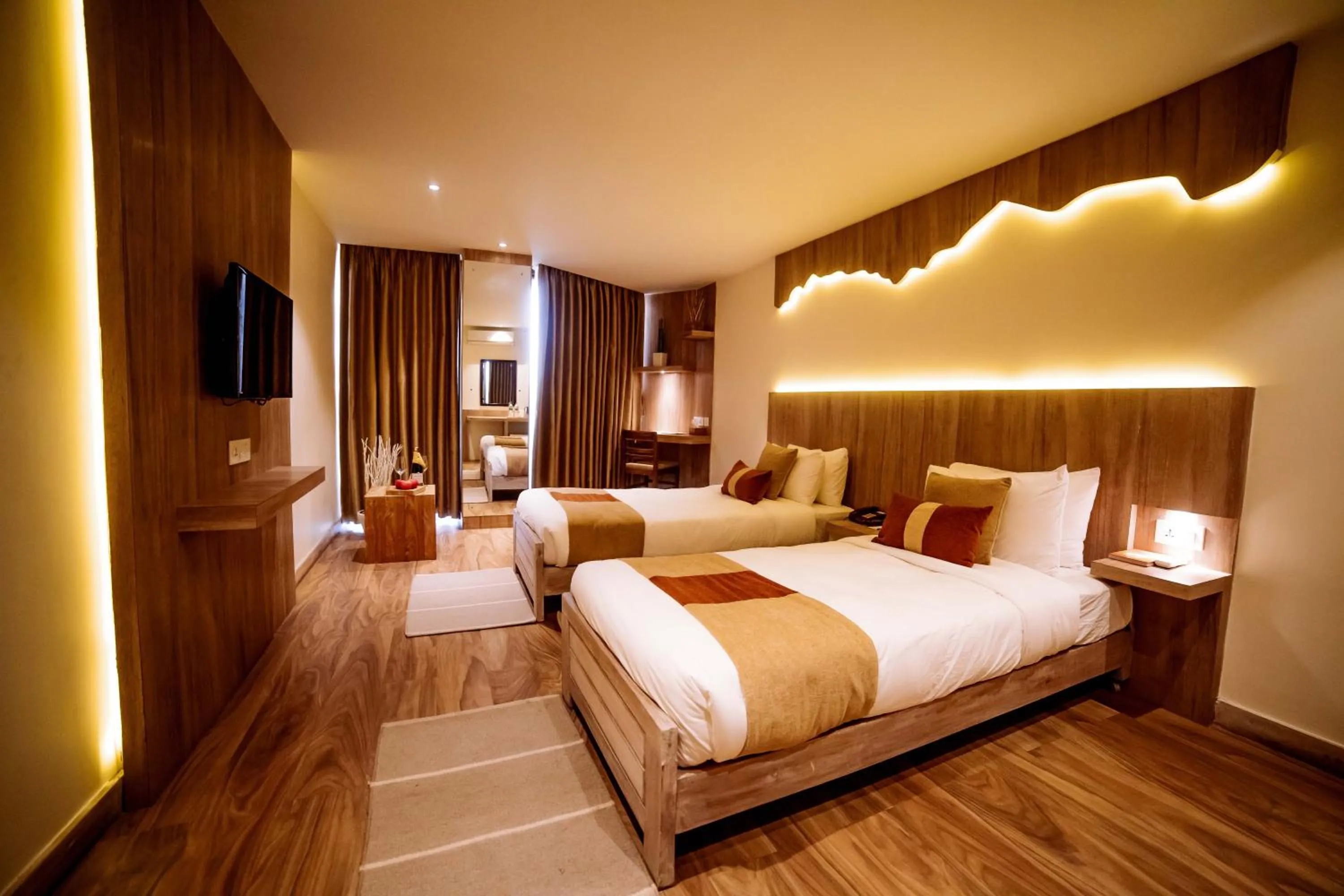 Photo of the whole room, Bed in Aabas Pokhara by Barahi Hospitality