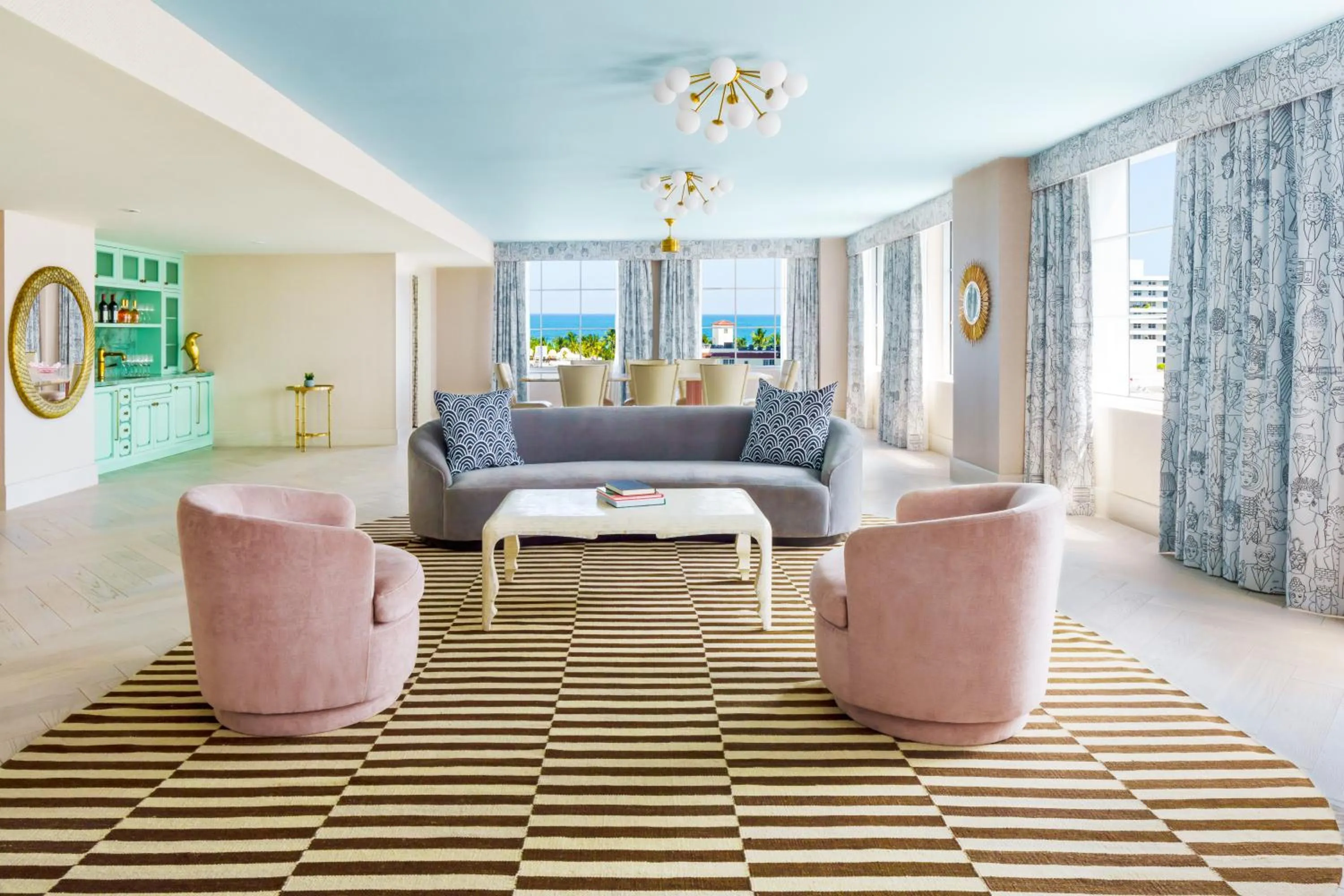 Living room in The Goodtime Hotel, Miami Beach a Tribute Portfolio Hotel