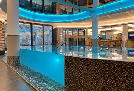 Swimming pool in Coin d'Aubrac Hôtel Restaurant SPA de luxe