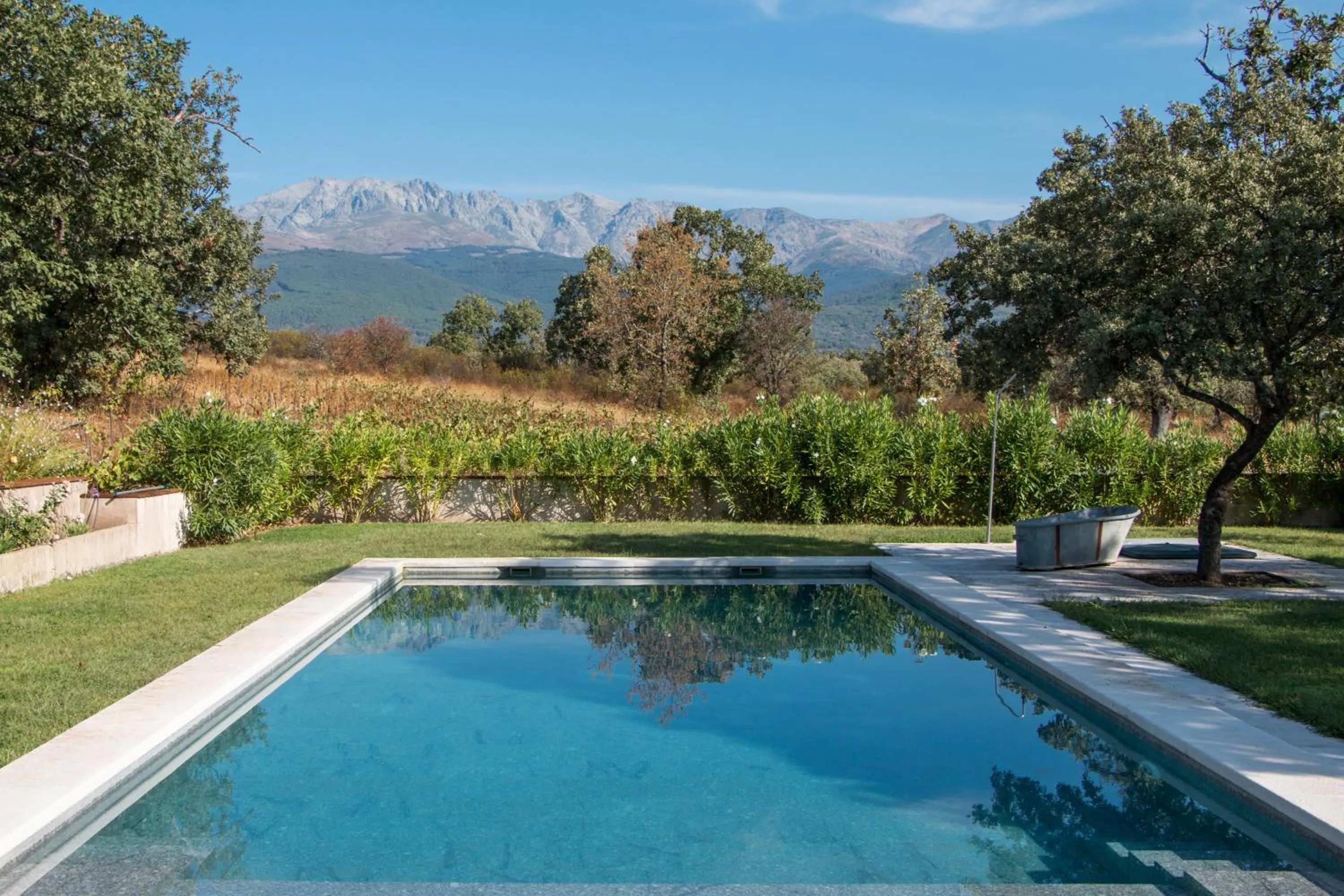 Pool view in La Casa de los Tomillares