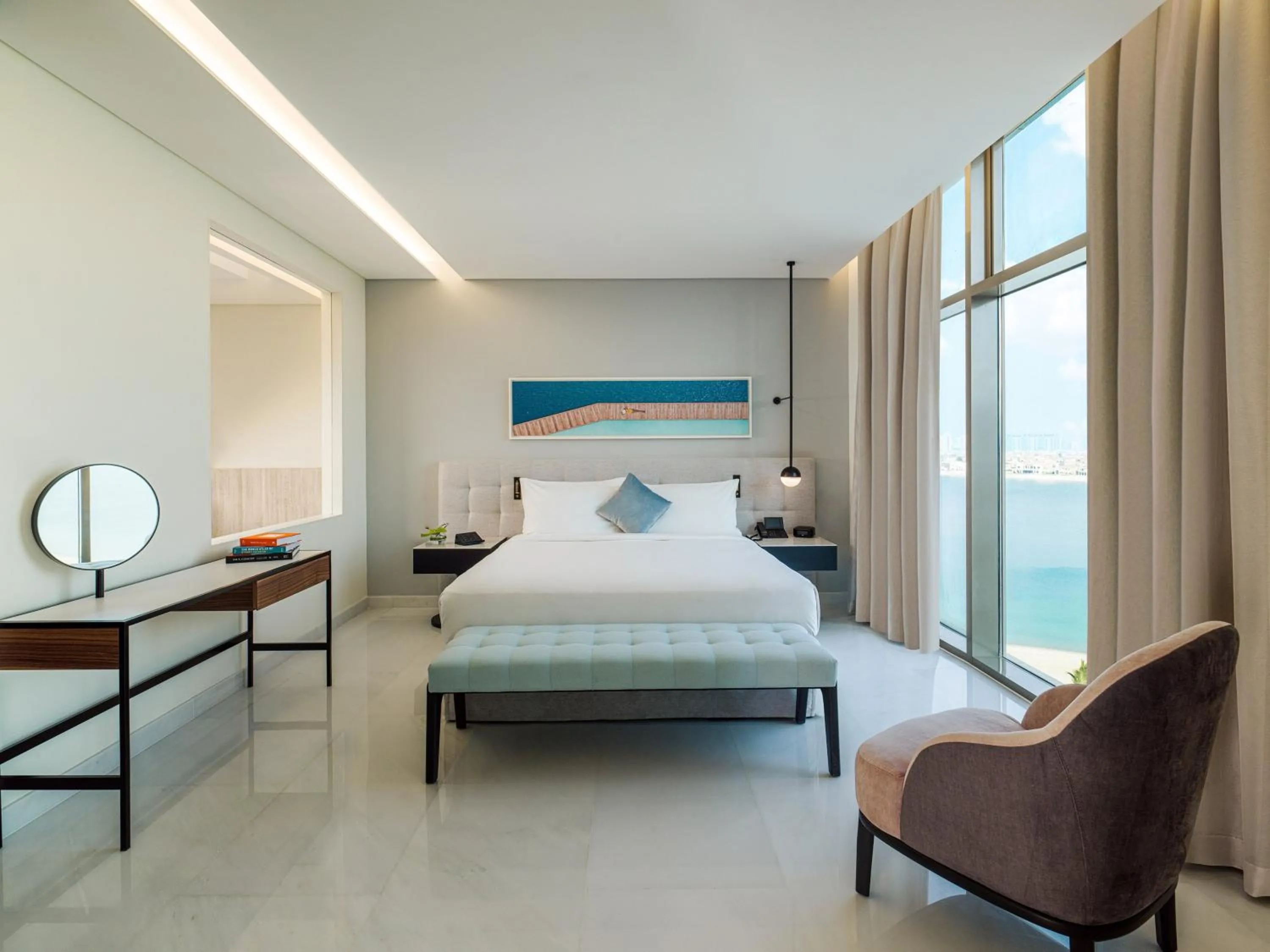 Bedroom, Bed in Th8 Palm Dubai Beach Resort, Vignette Collection by IHG