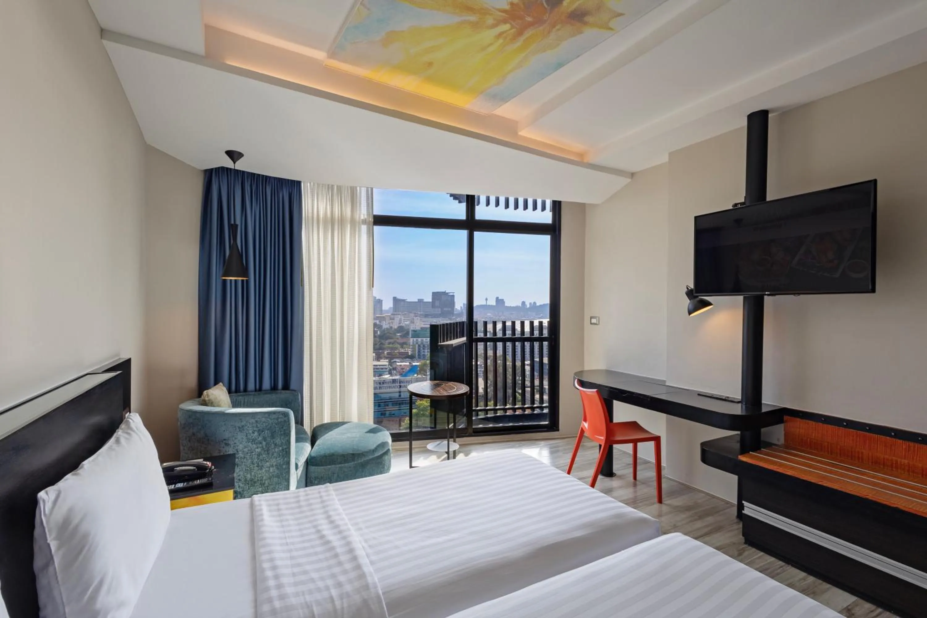 View (from property/room), Bed in Siam At Siam Design Hotel Pattaya