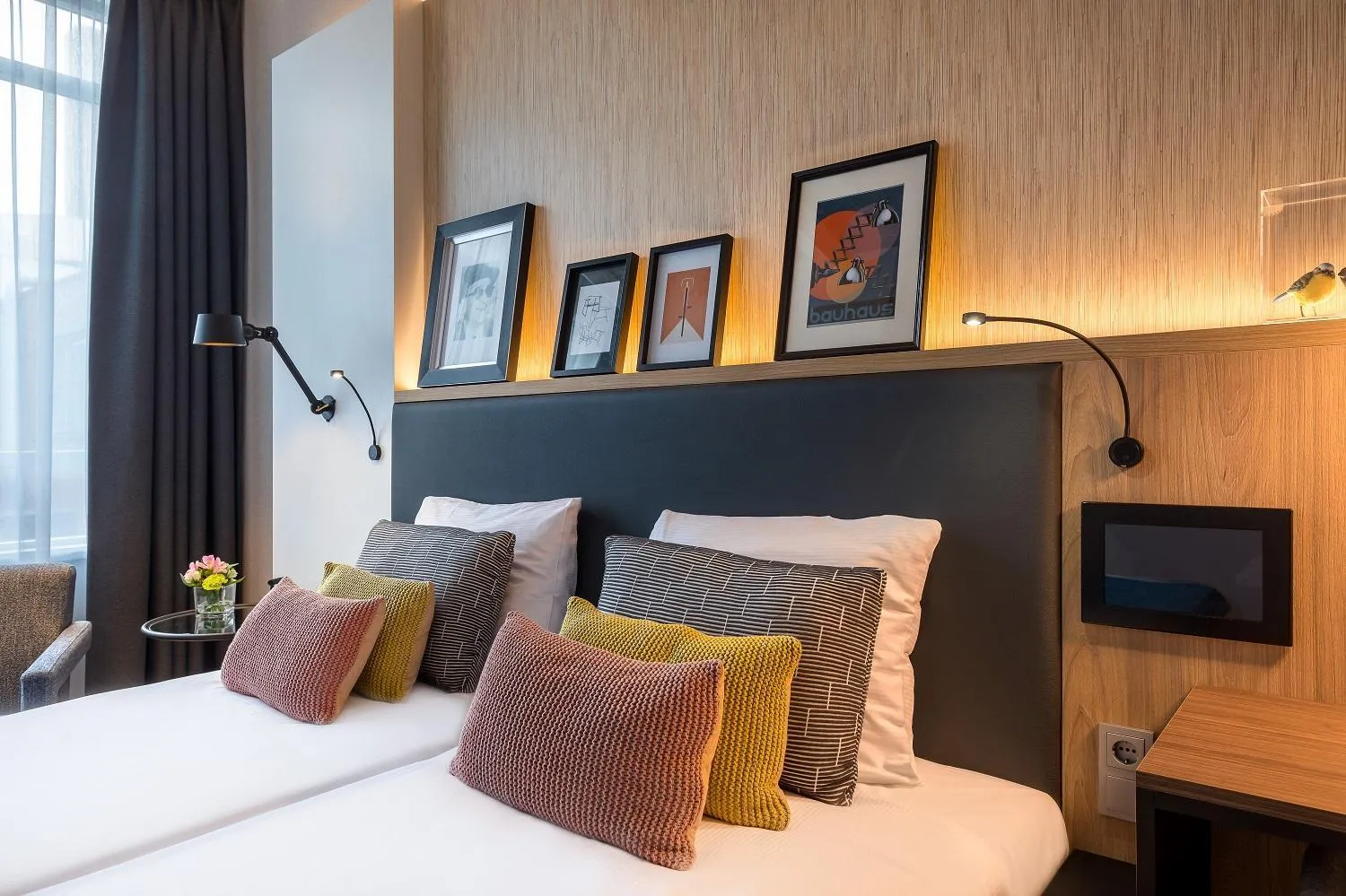 Decorative detail, Bed in Postillion Hotel WTC Rotterdam