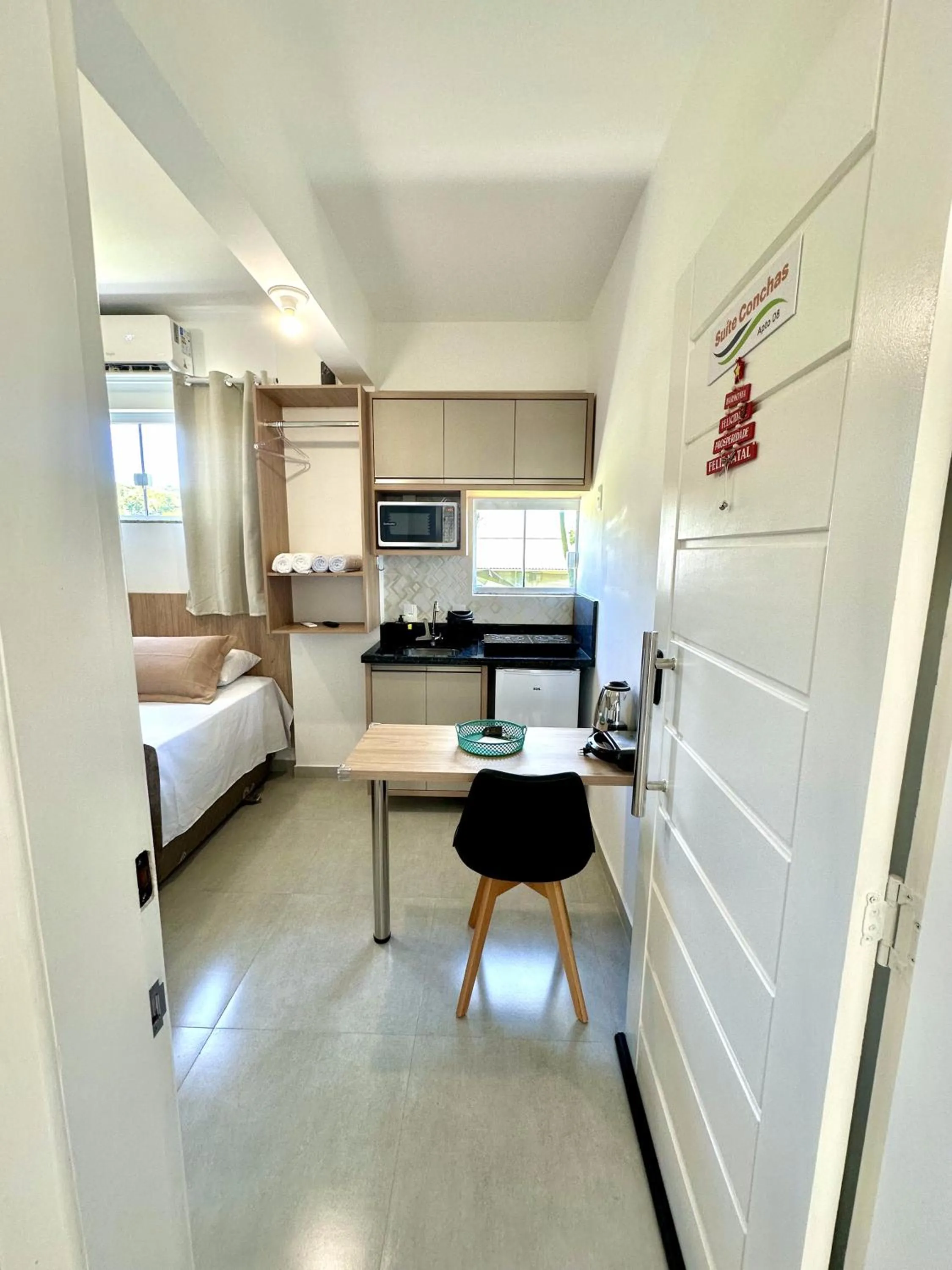 microwave, Bed in Ecomarine Apart-hotel 800 m Beto Carrero