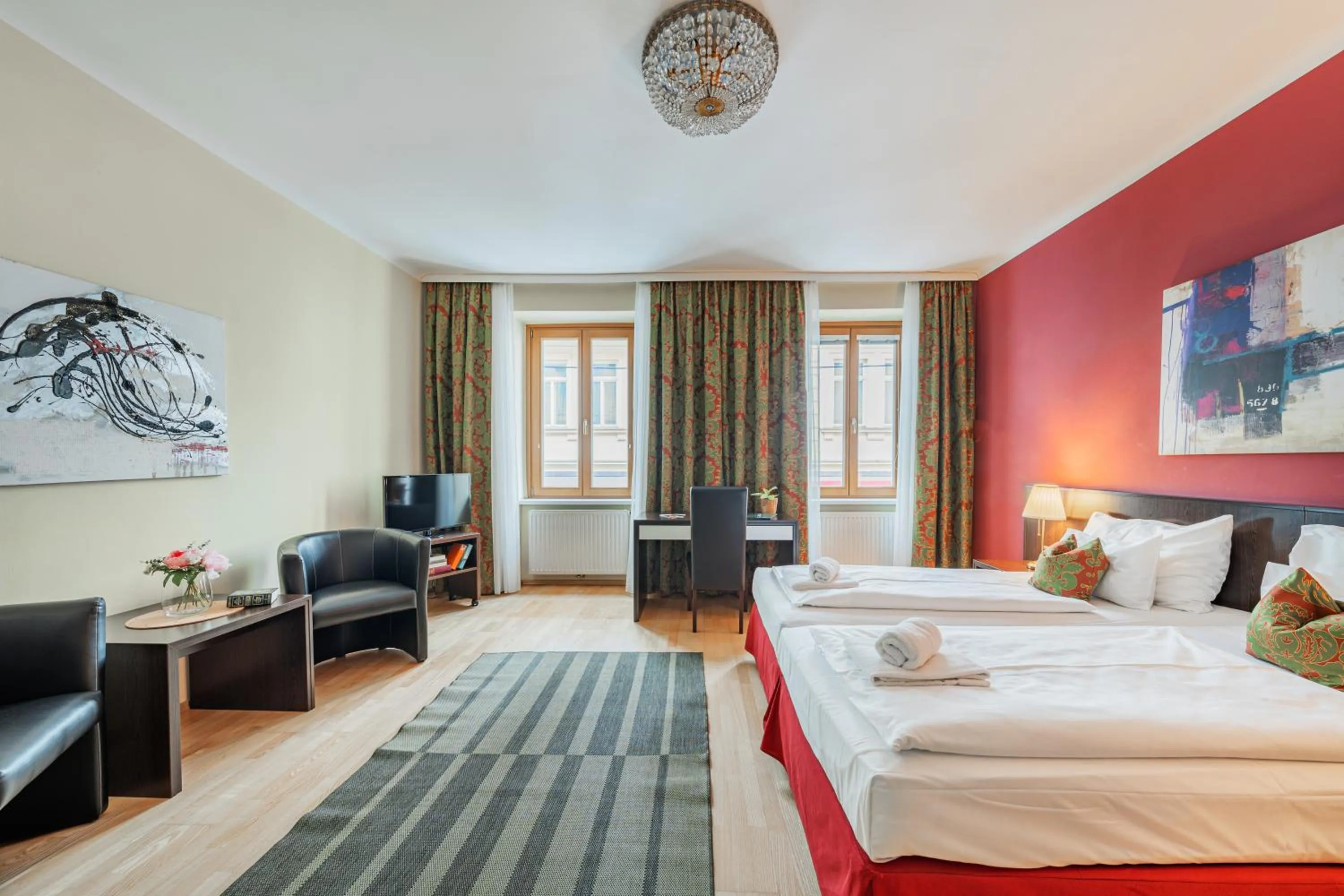 Living room, Bed in Serviced Apartments Josefstadt City