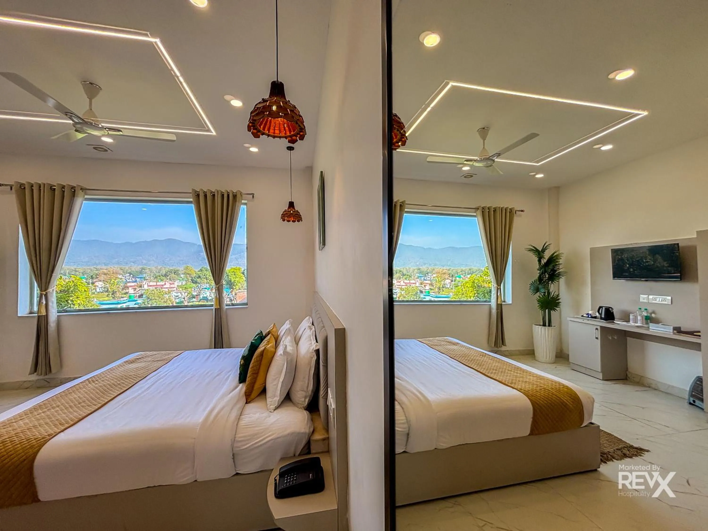 Bed in The Neeraj River Forest Resort Ayurvedic Wellness Center