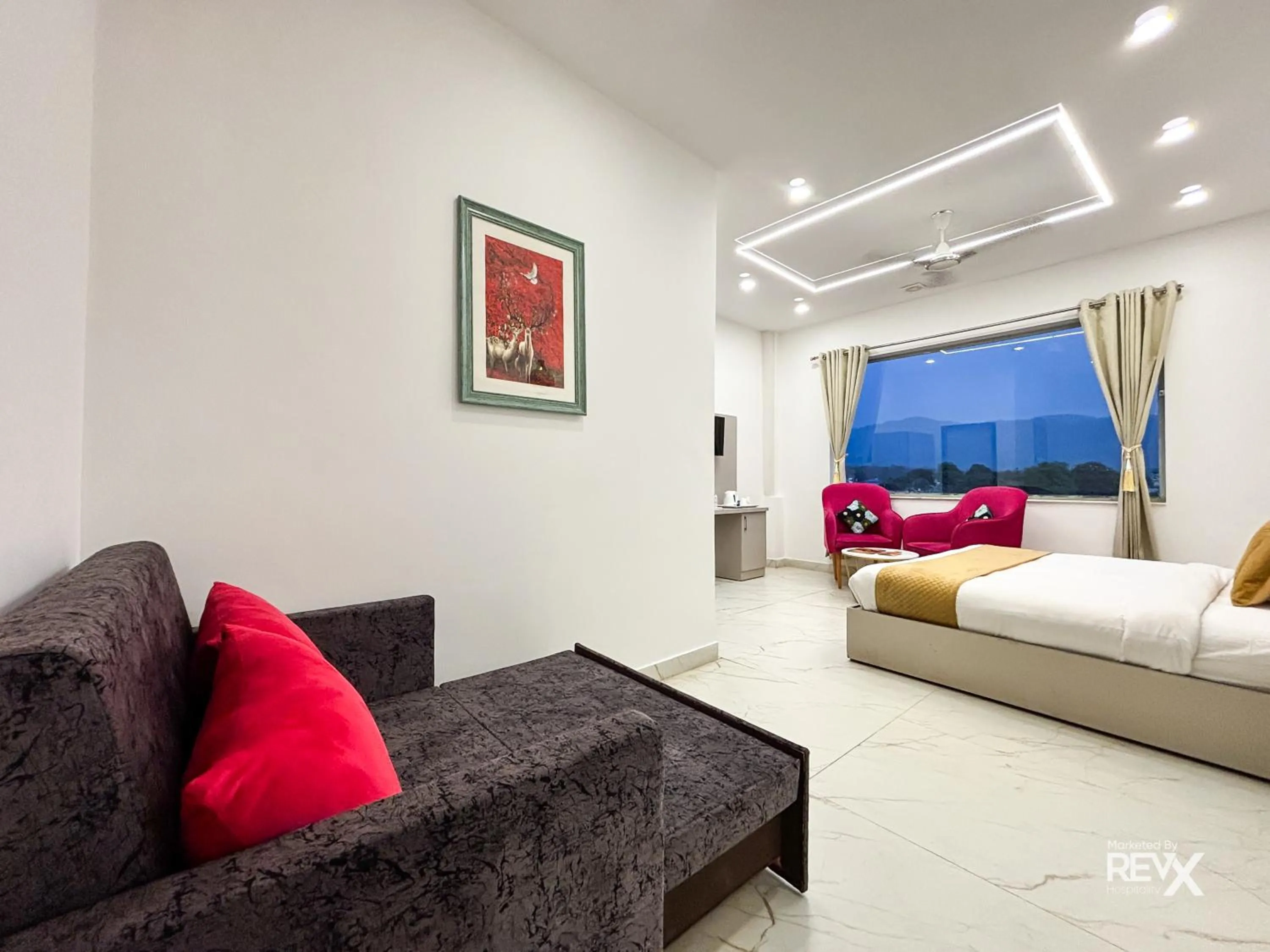 Bed in The Neeraj River Forest Resort Ayurvedic Wellness Center