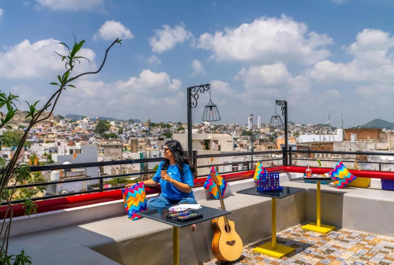 Seating area in goSTOPS Mussoorie, Library Road
