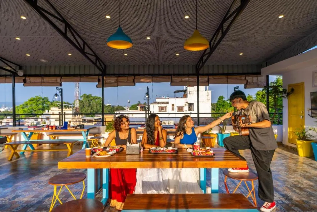 Seating area in goSTOPS Mussoorie, Library Road