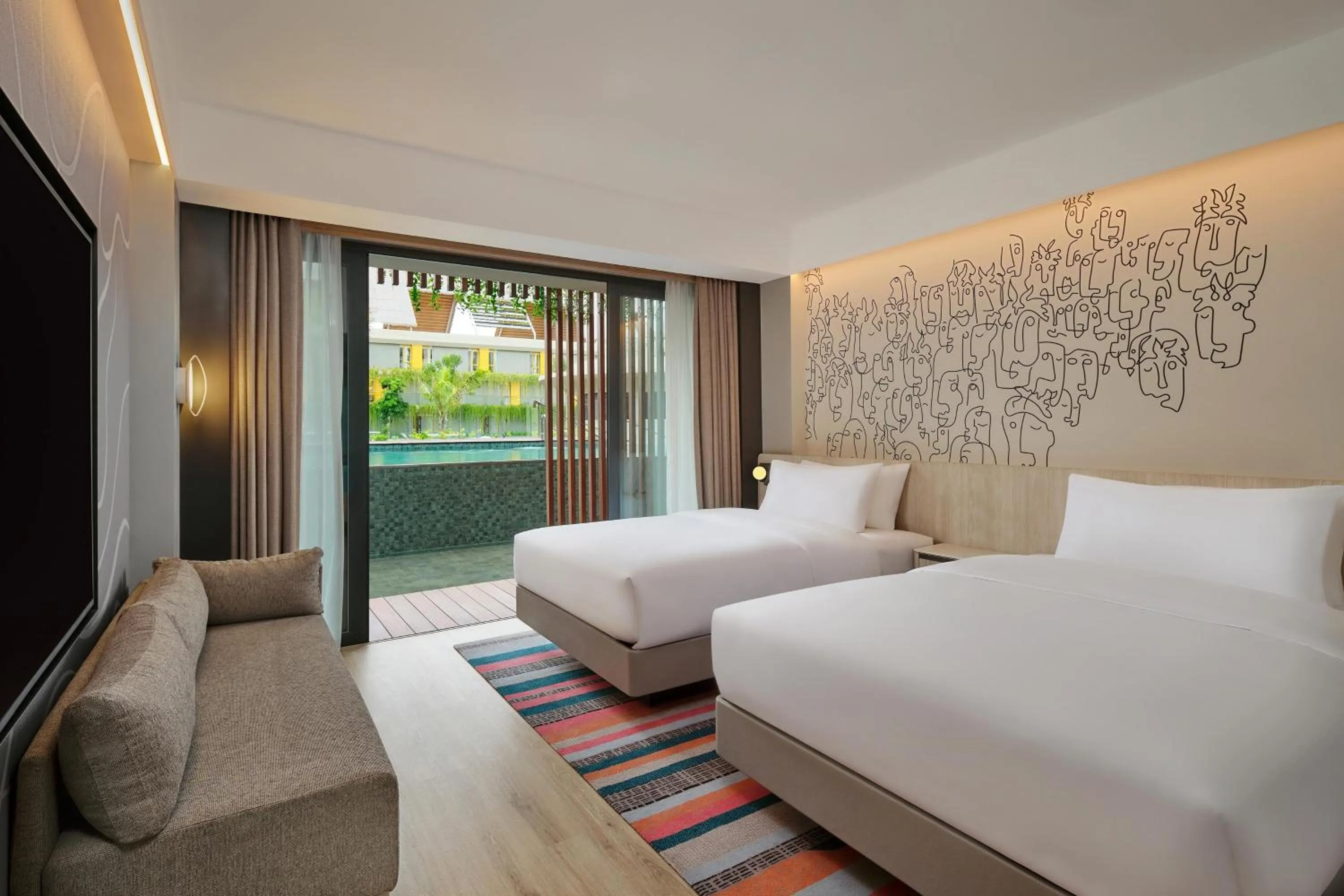 Swimming pool, Bed in Aloft Bali Kuta at Beachwalk
