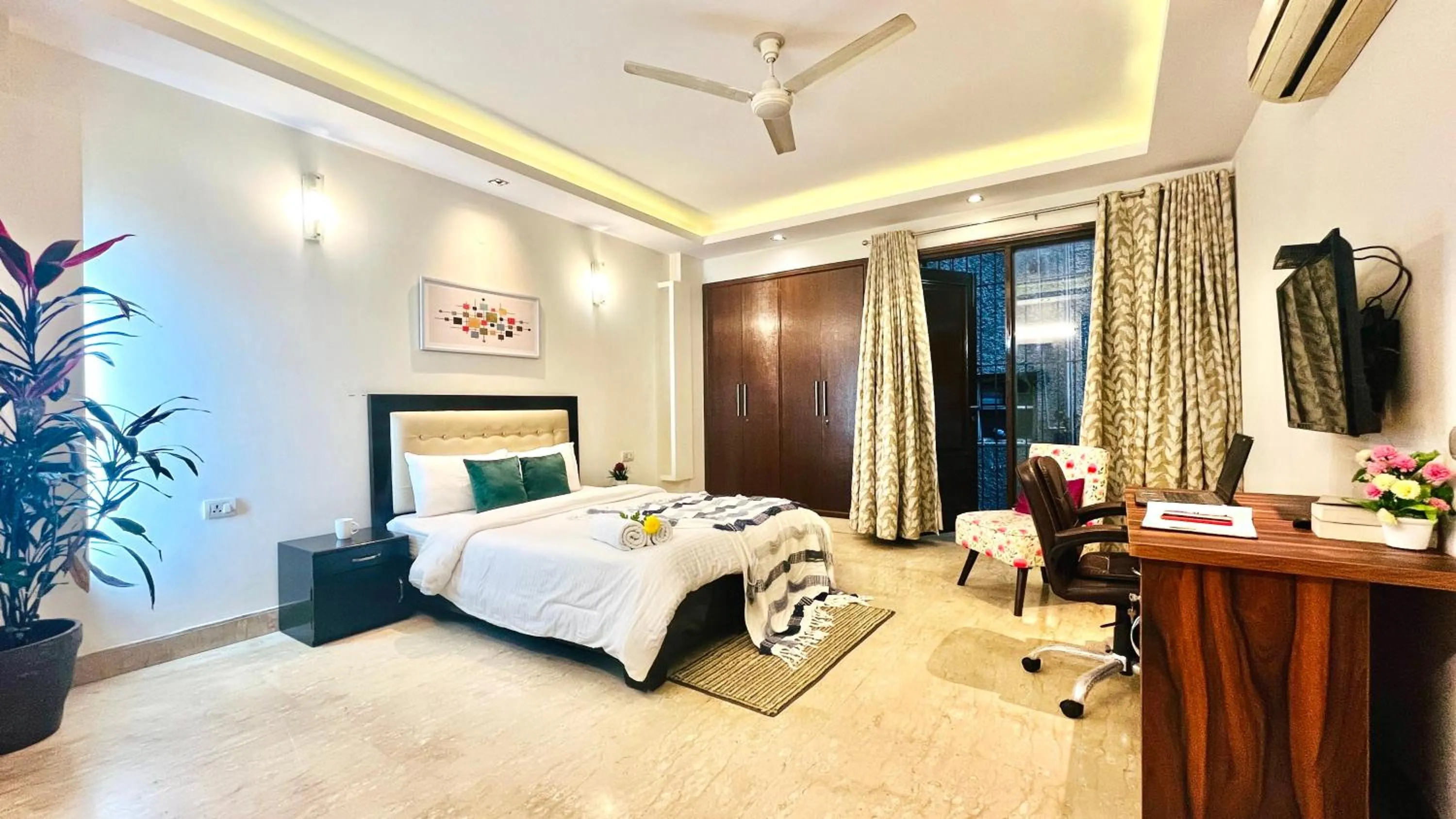 Bedroom, Bed in BluO Park Facing 3BHK- Lift, Balcony, Parking