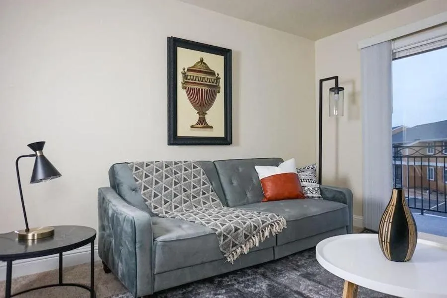 Living room in Sleepover 1BD 1BA Oklahoma City Apartments