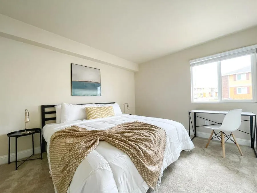 Bedroom, Bed in Sleepover 1BD 1BA Oklahoma City Apartments