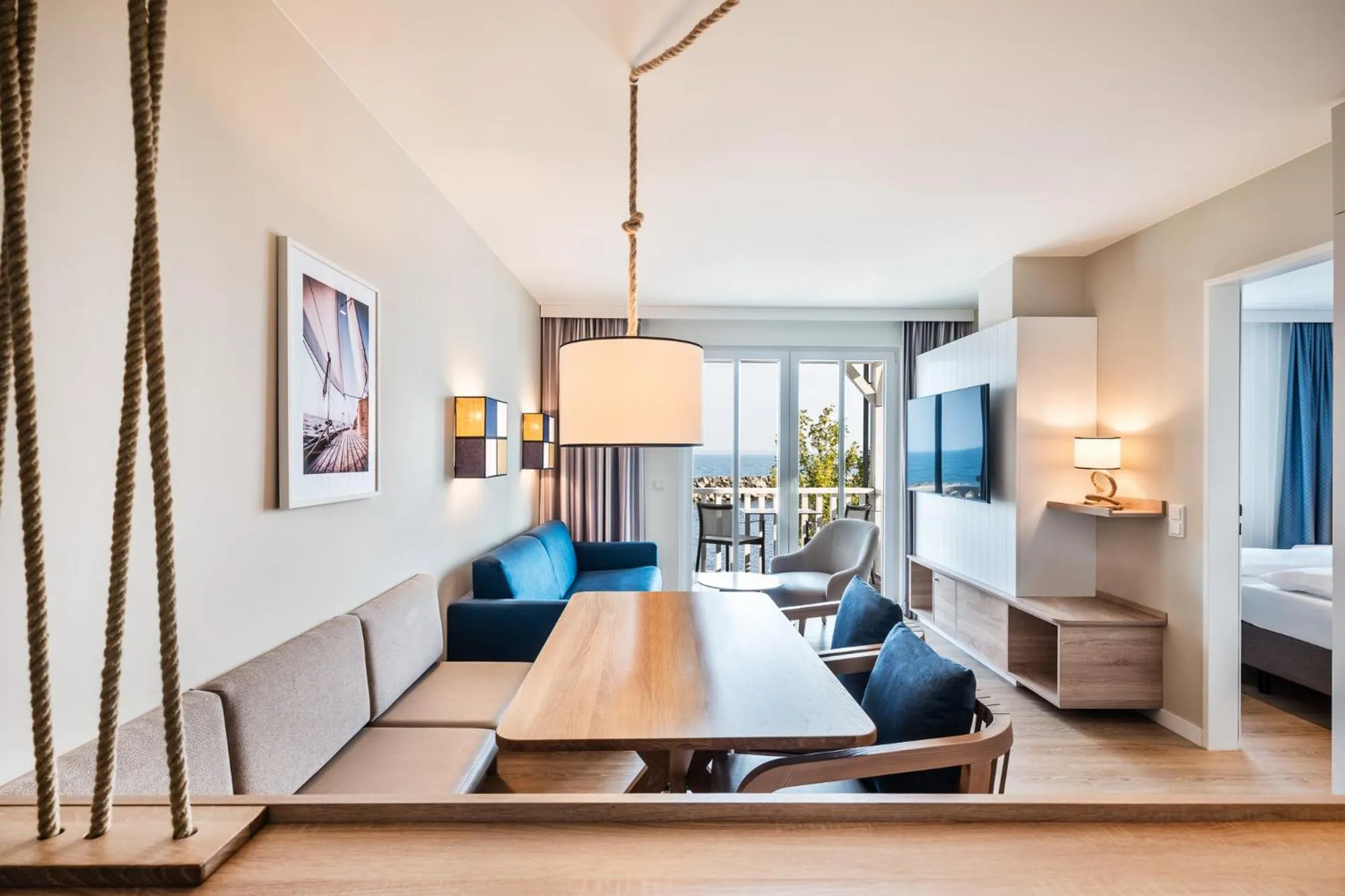 Living room, Bed in BEECH Resort Boltenhagen