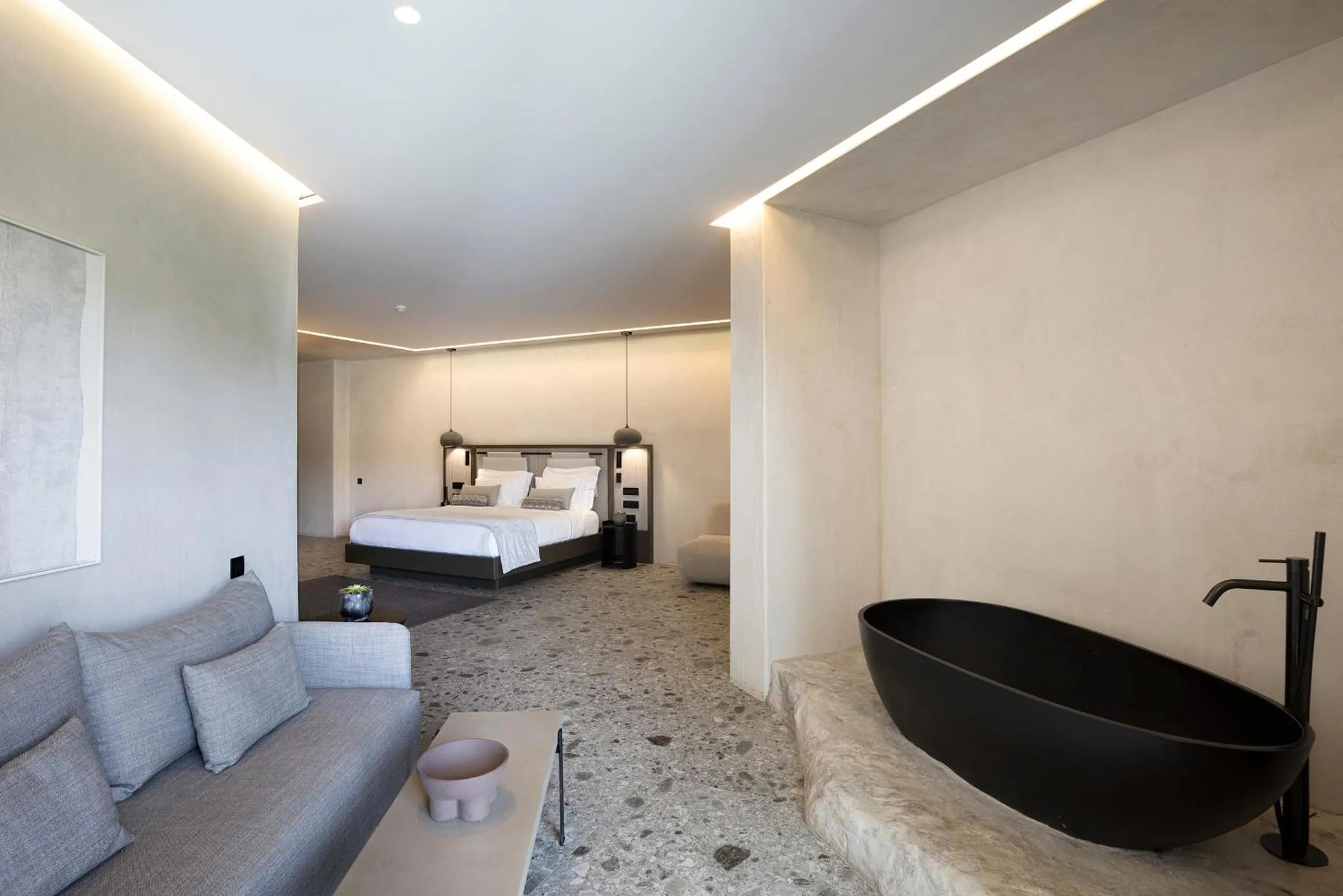 Seating area, Bed in Aeonic Suites and Spa