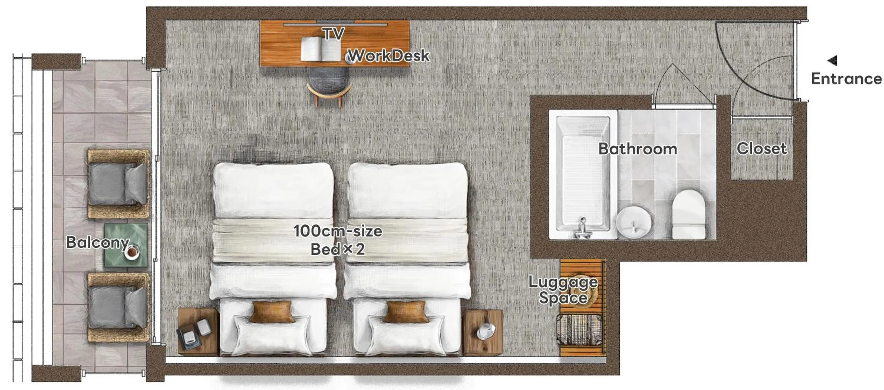 Floor plan, Bed in PROSTYLE TERRACE NAHA