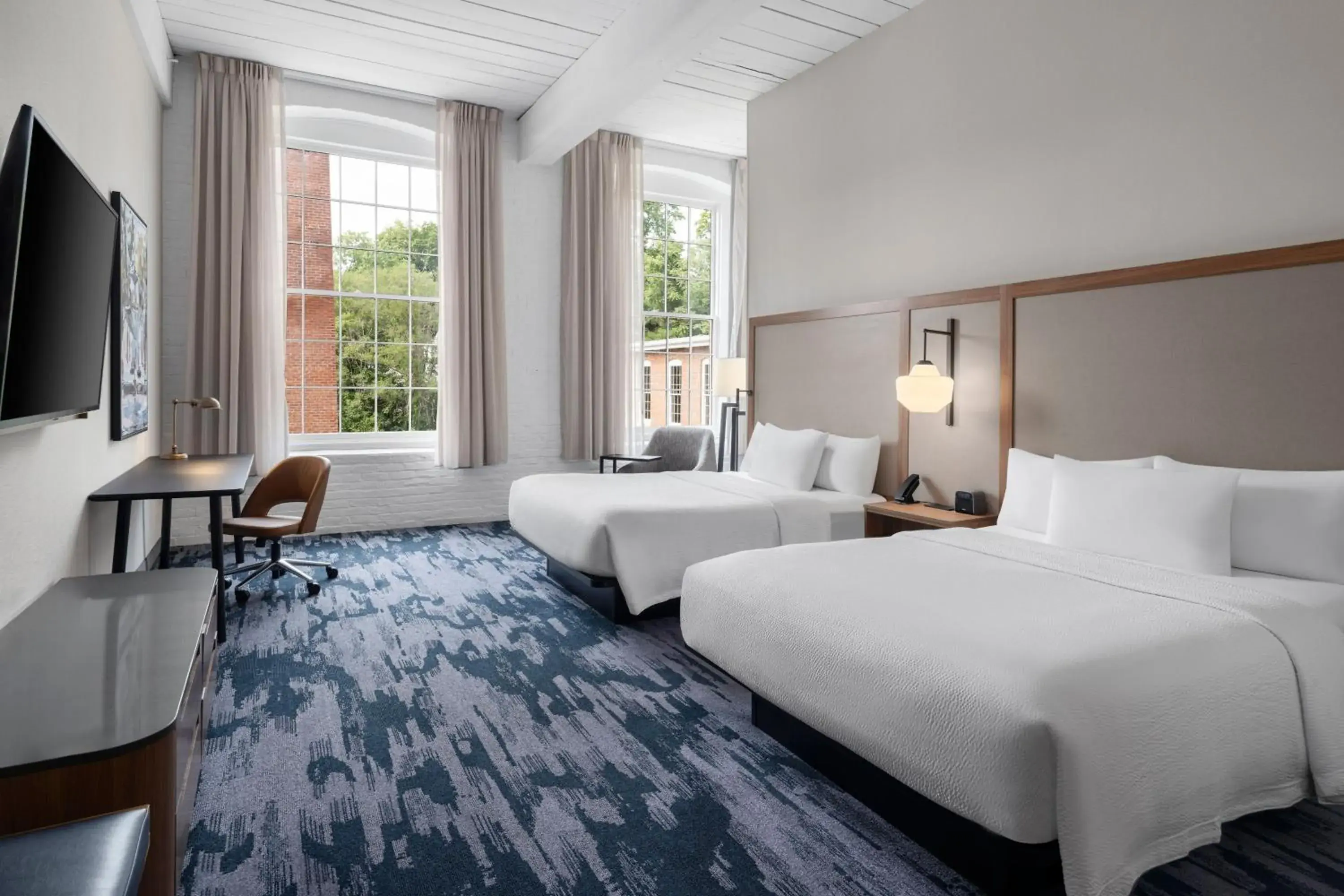 Standard Queen Room with Two Queen Beds - Hearing Accessible in Fairfield Inn & Suites Madison Historic Eagle Cotton Mill Standard Queen Room with Two Queen Beds - Hearing Accessible in Fairfield Inn & Suites Madison Historic Eagle Cotton Mill