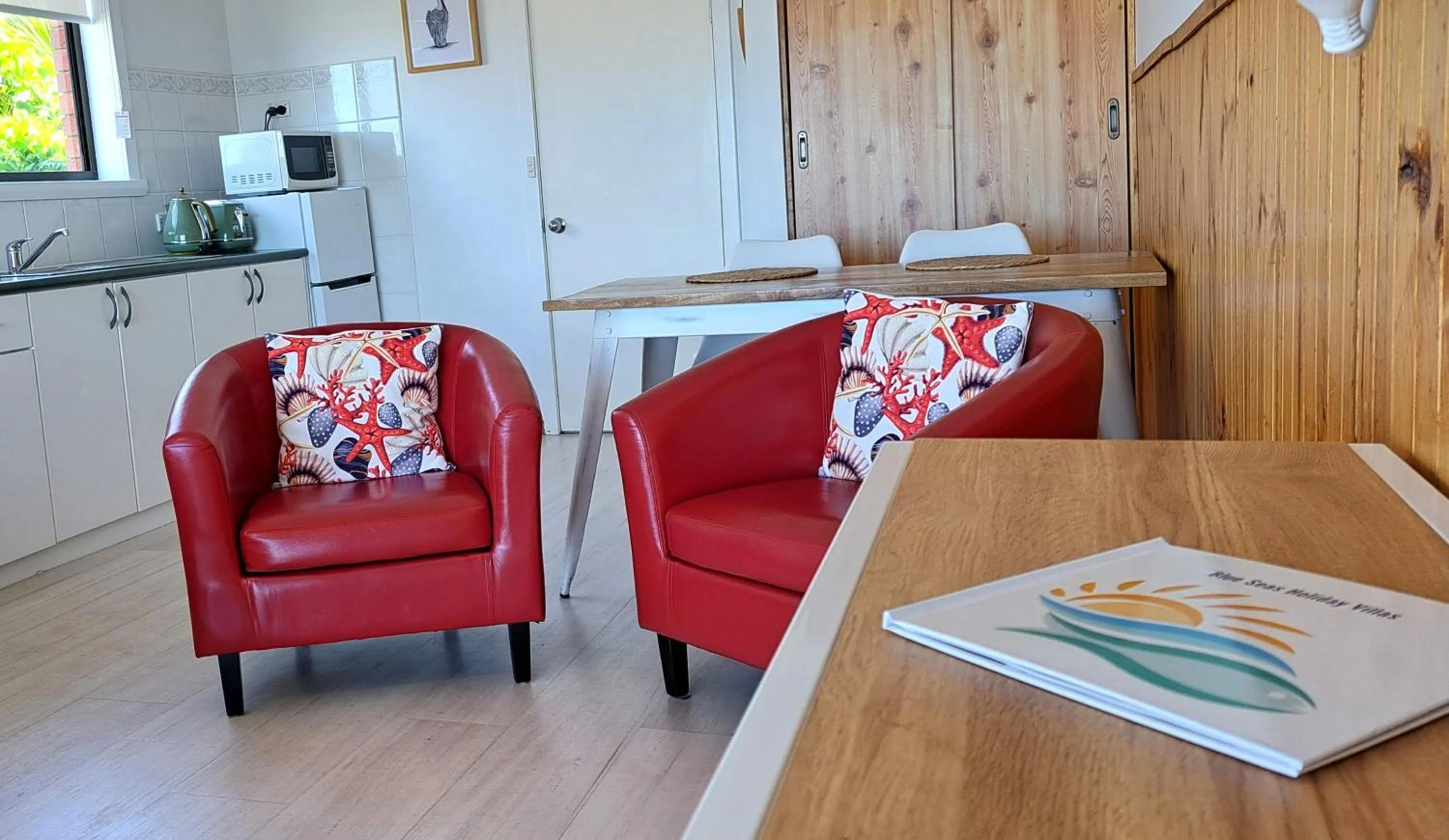 Seating area in Blue Seas Holiday Villas