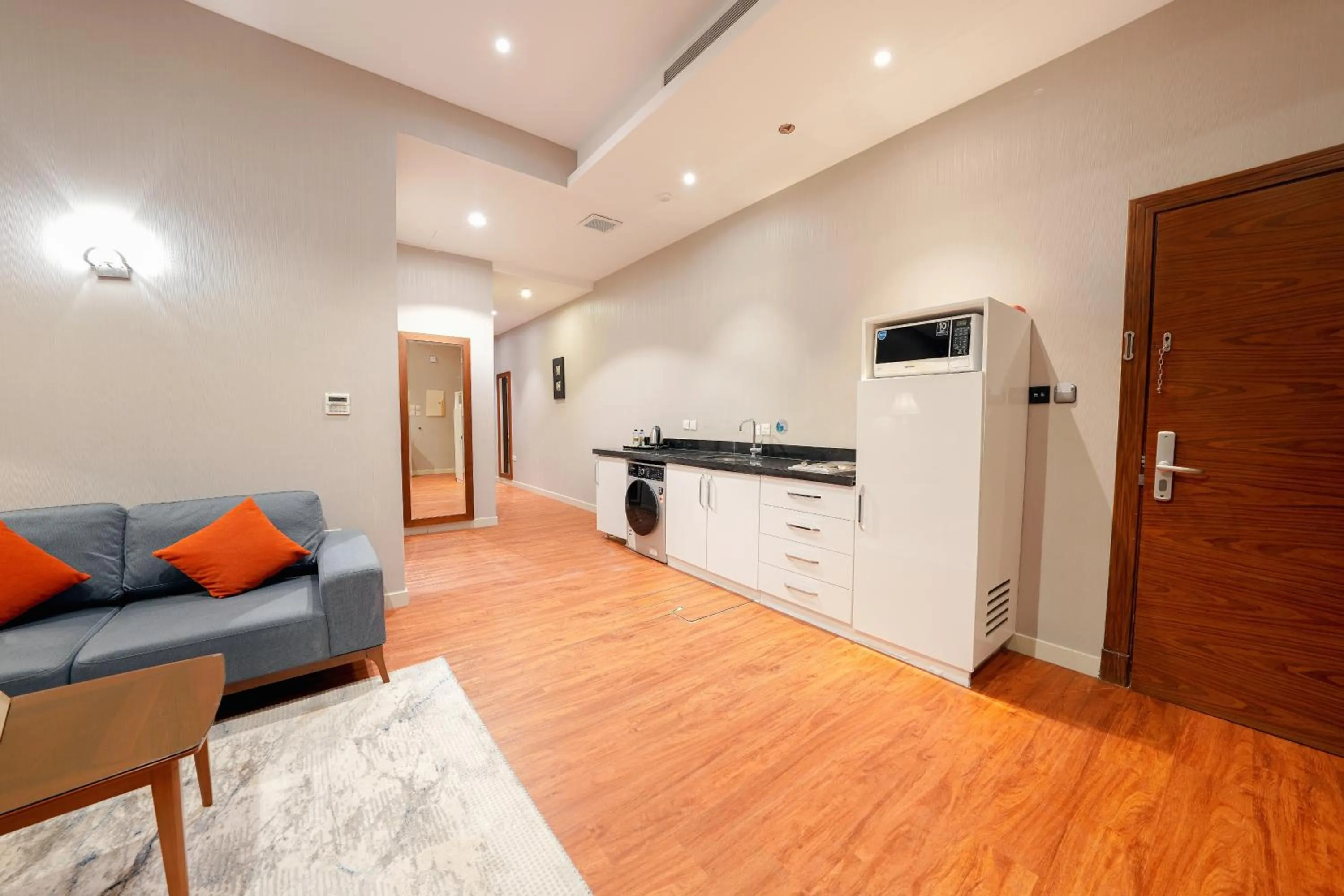 Kitchen or kitchenette in Celine Home Serviced Apartment Al Malqa