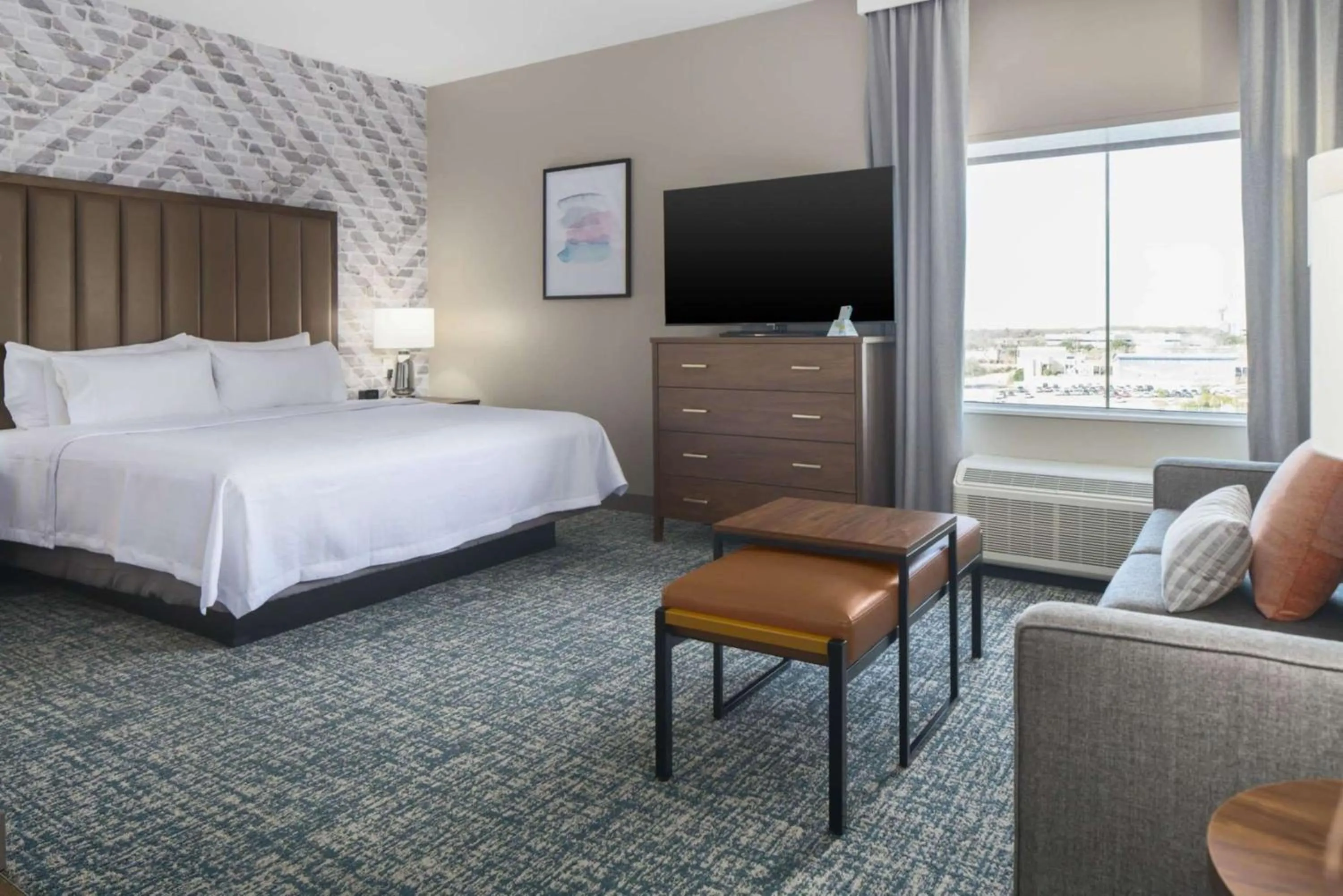Living room, Bed in Homewood Suites by Hilton DFW Airport South, TX