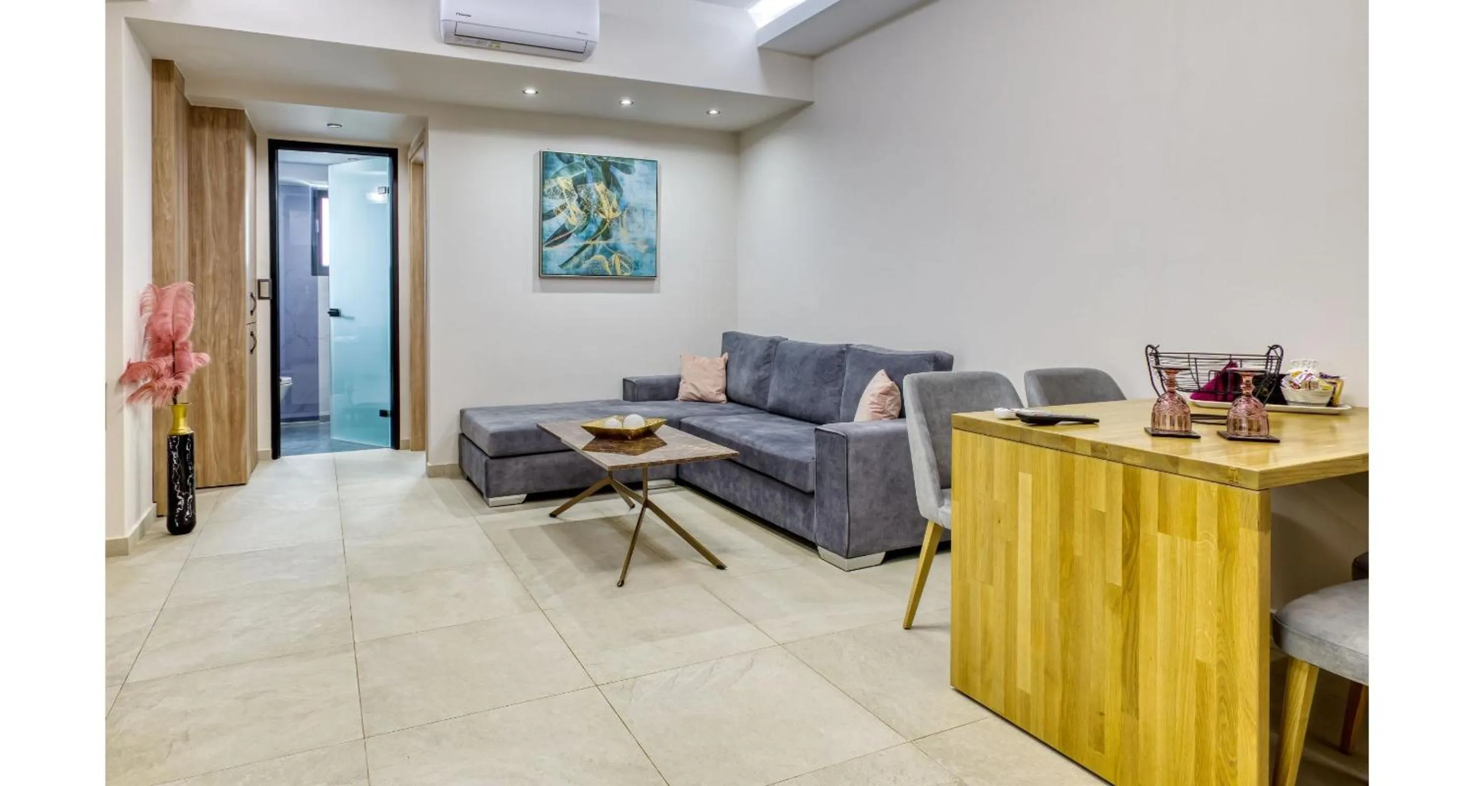 Living room in Sapphire Blue Suites