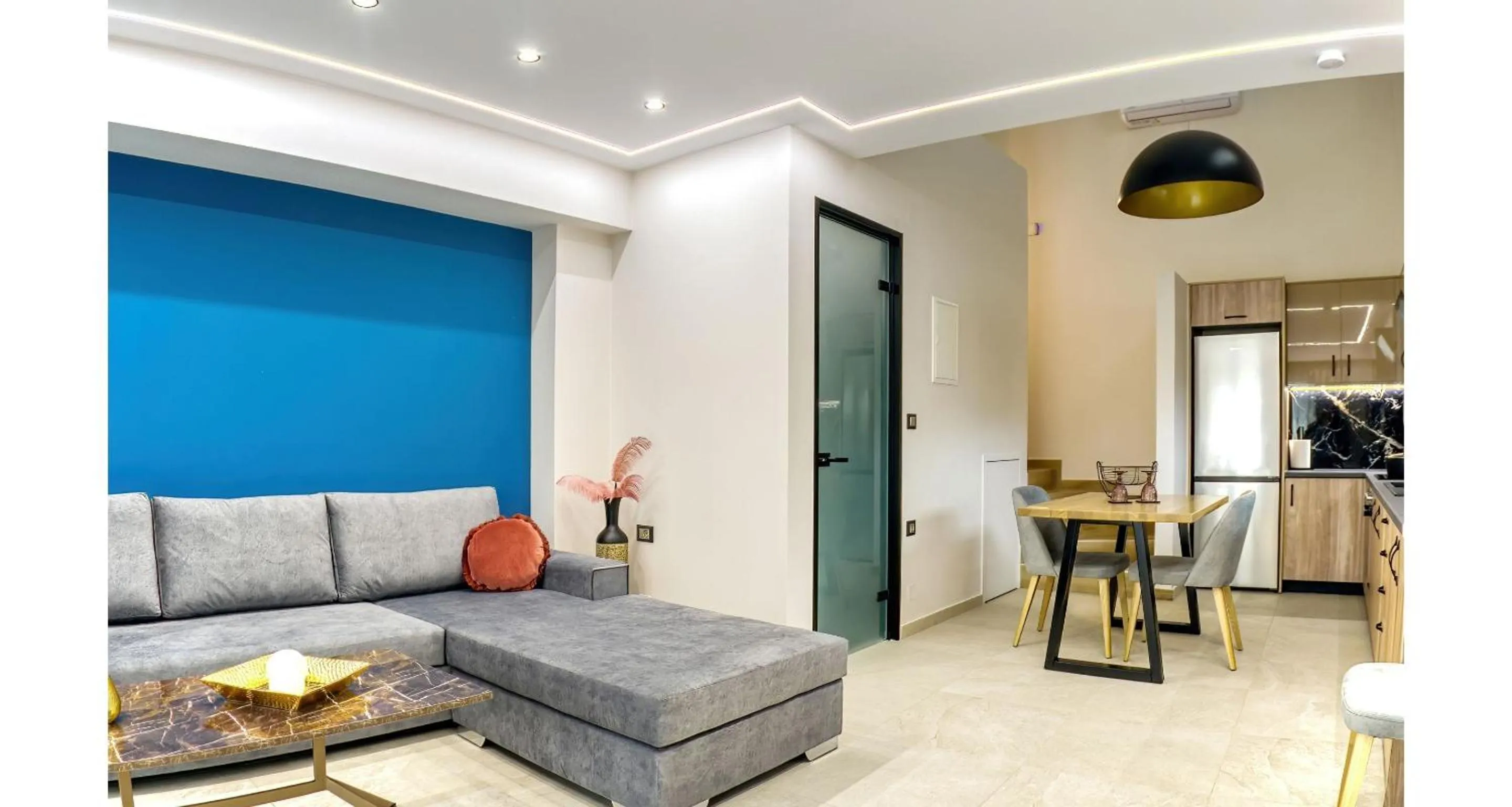 Living room in Sapphire Blue Suites