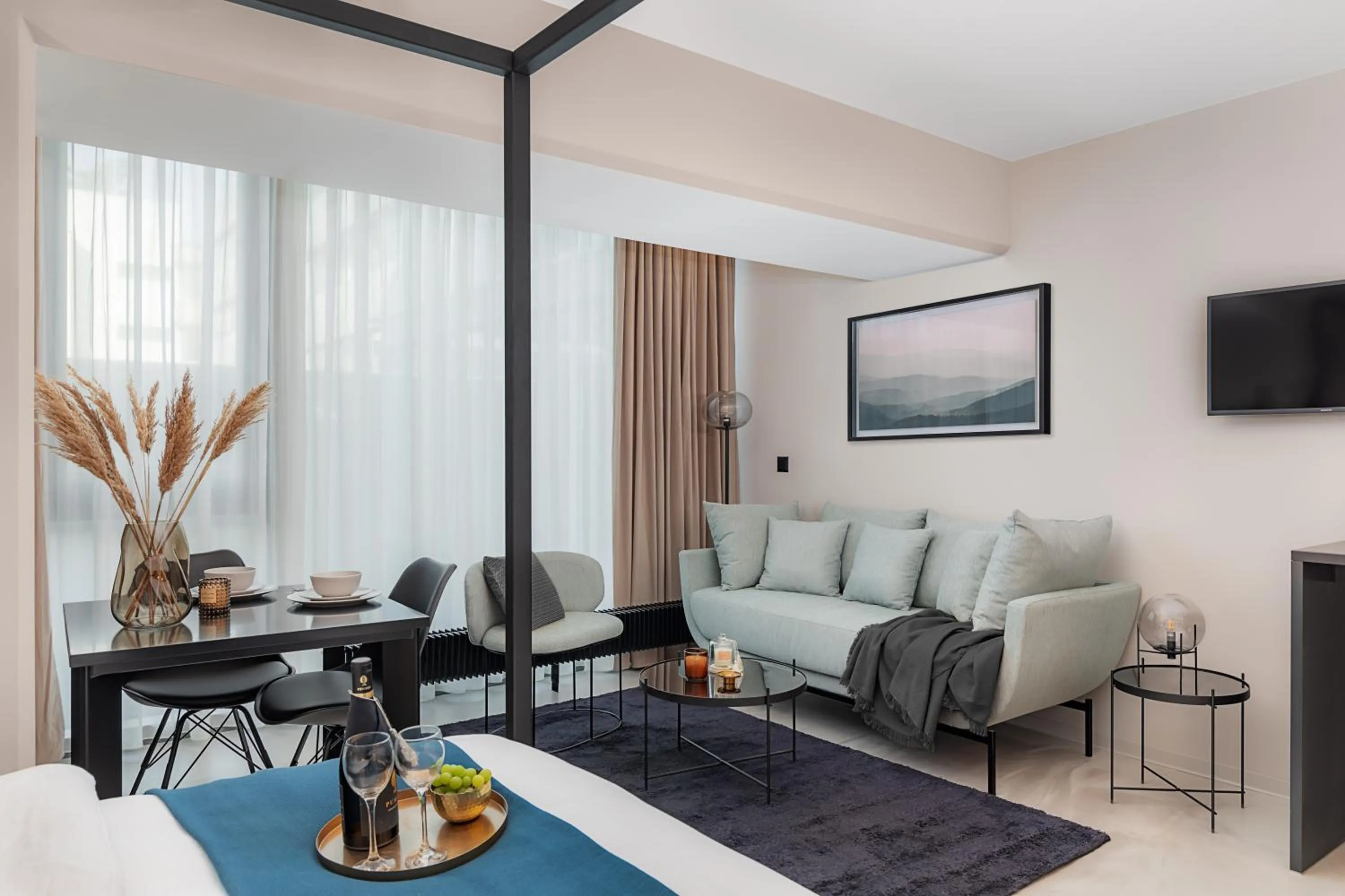 Living room in VISIONAPARTMENTS Basel - contactless check-in