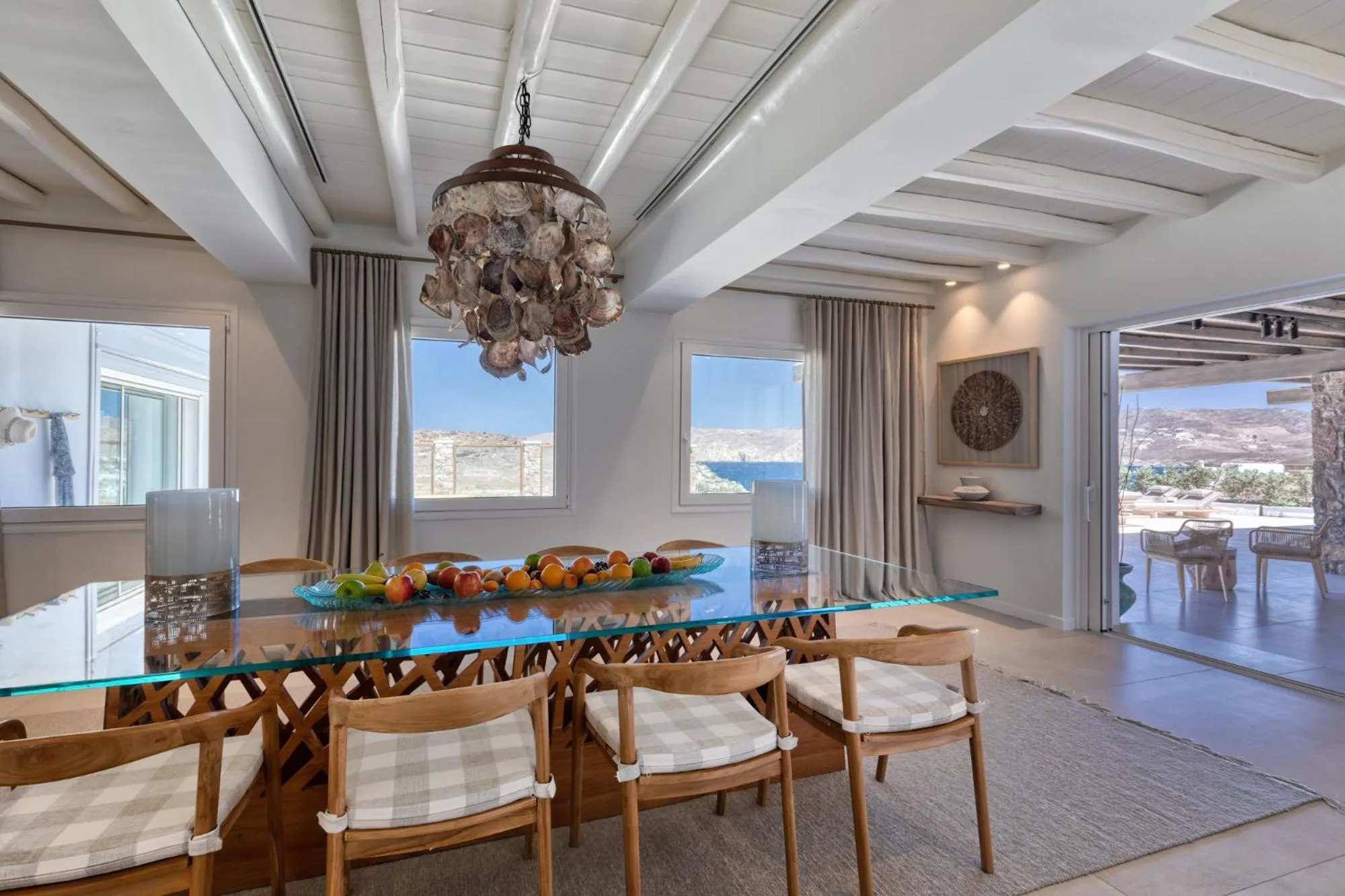 Dining area in Mykonos Panormos Villas