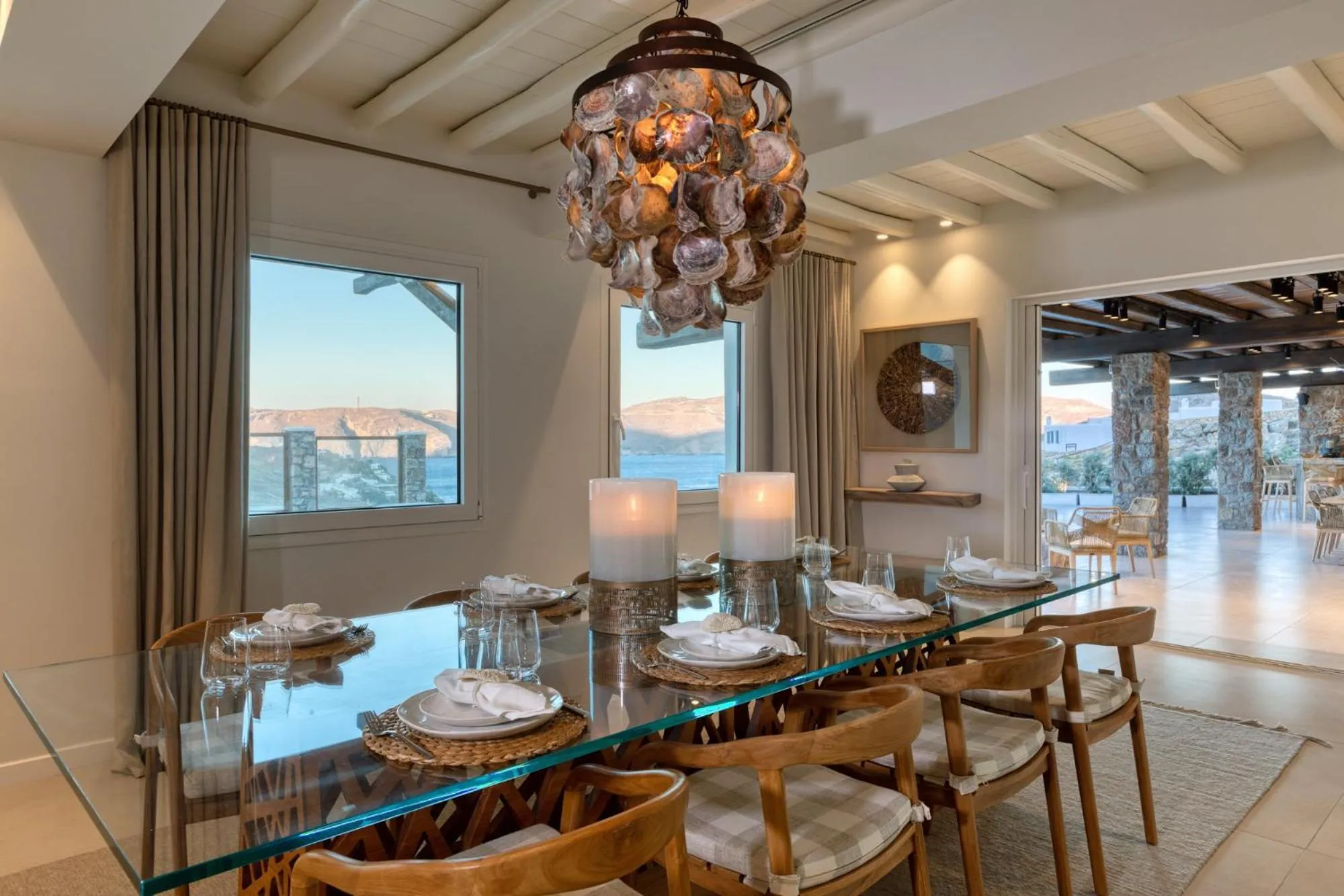 Dining area in Mykonos Panormos Villas