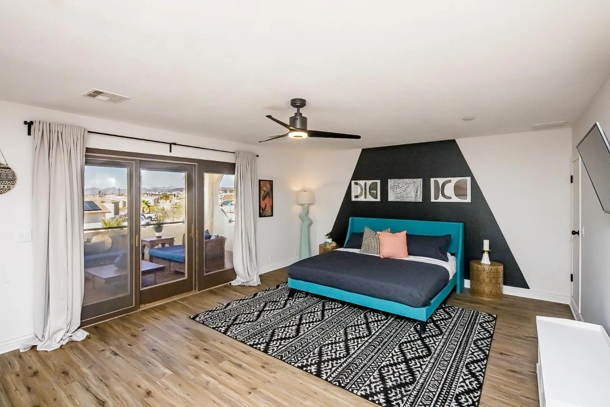 Bed in Trendy Desert Getaway Pool, Spa, Game Room