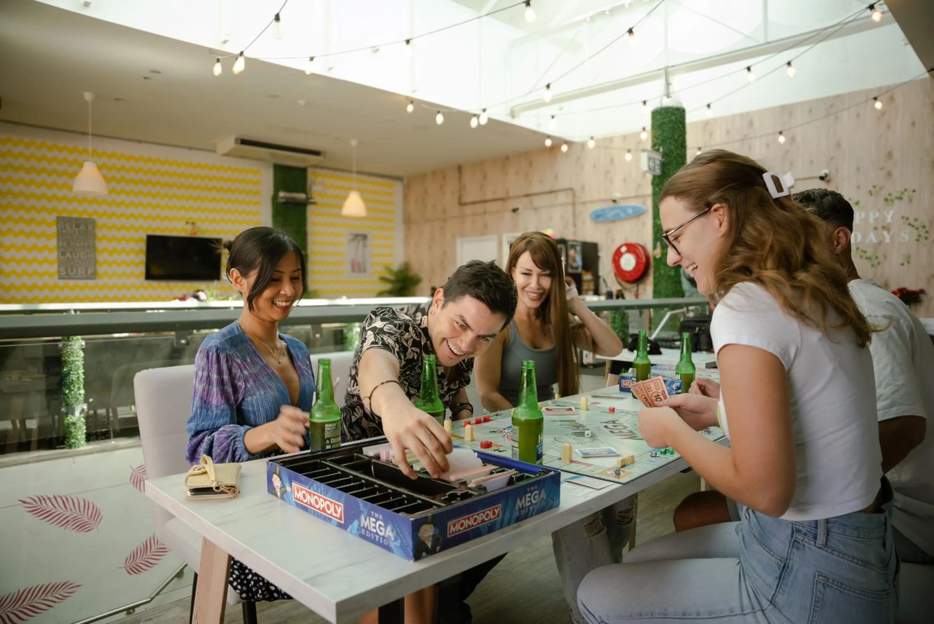 group of guests in Tequila Sunrise Hostel Surfers Paradise