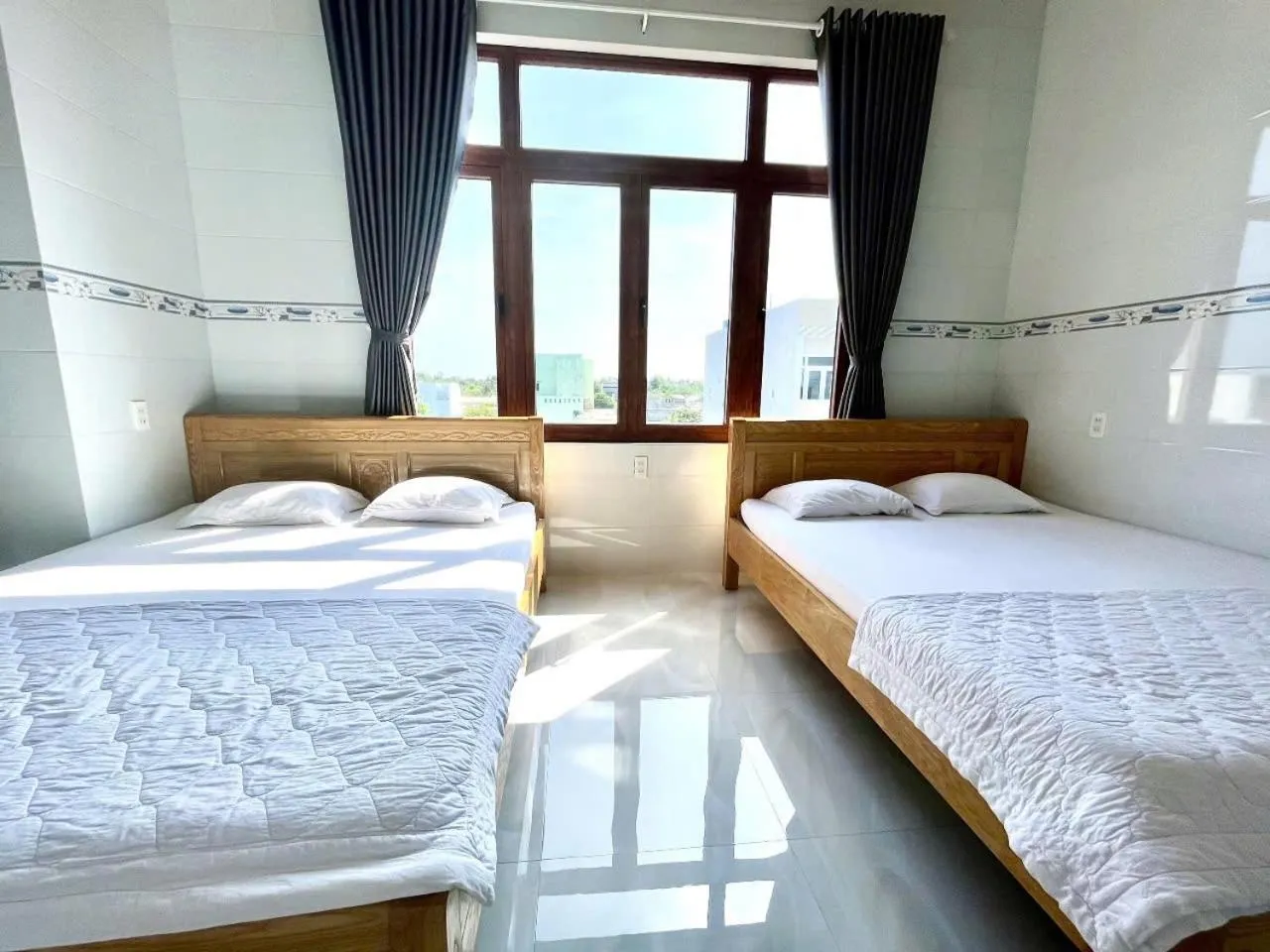 Bed in Thành Trinh hotel đảo Phú Quý