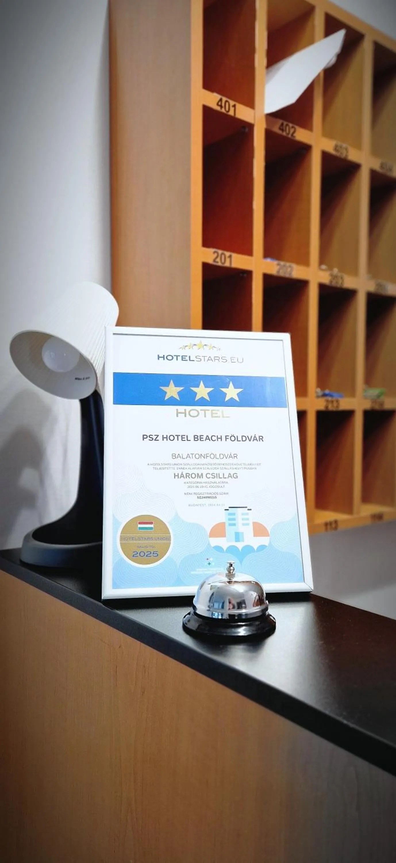 Certificate/Award in PSZ Hotel Beach Földvár